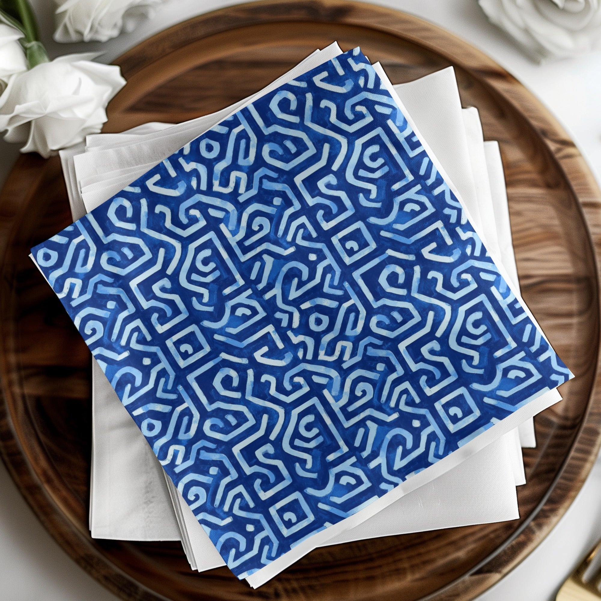 Abstract Maze Pattern in Blue Shades Cool Design Digital - Moore and Mountain