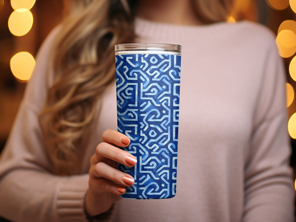 Abstract Maze Pattern in Blue Shades Cool Design Digital - Moore and Mountain