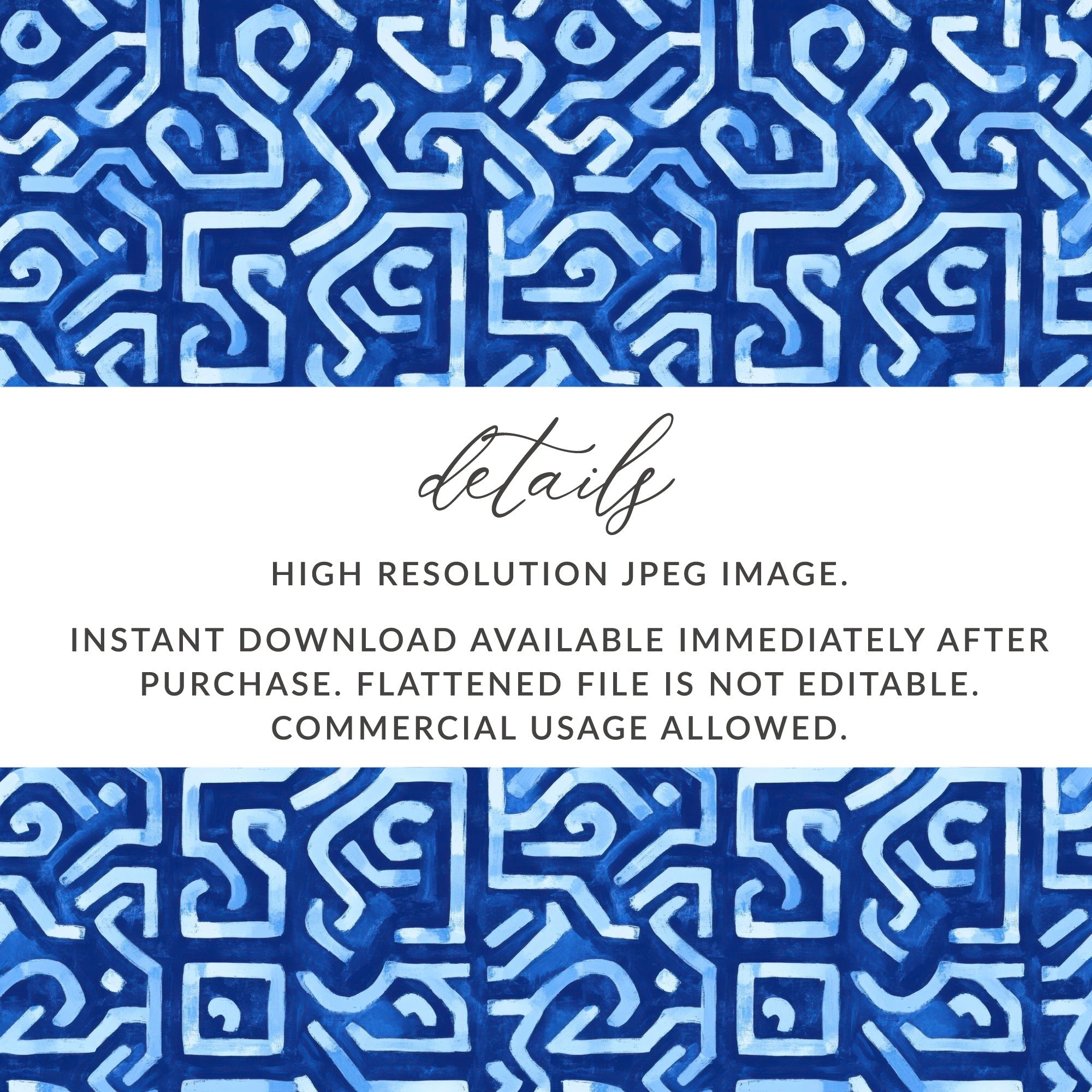 Abstract Maze Pattern in Blue Shades Cool Design Digital - Moore and Mountain