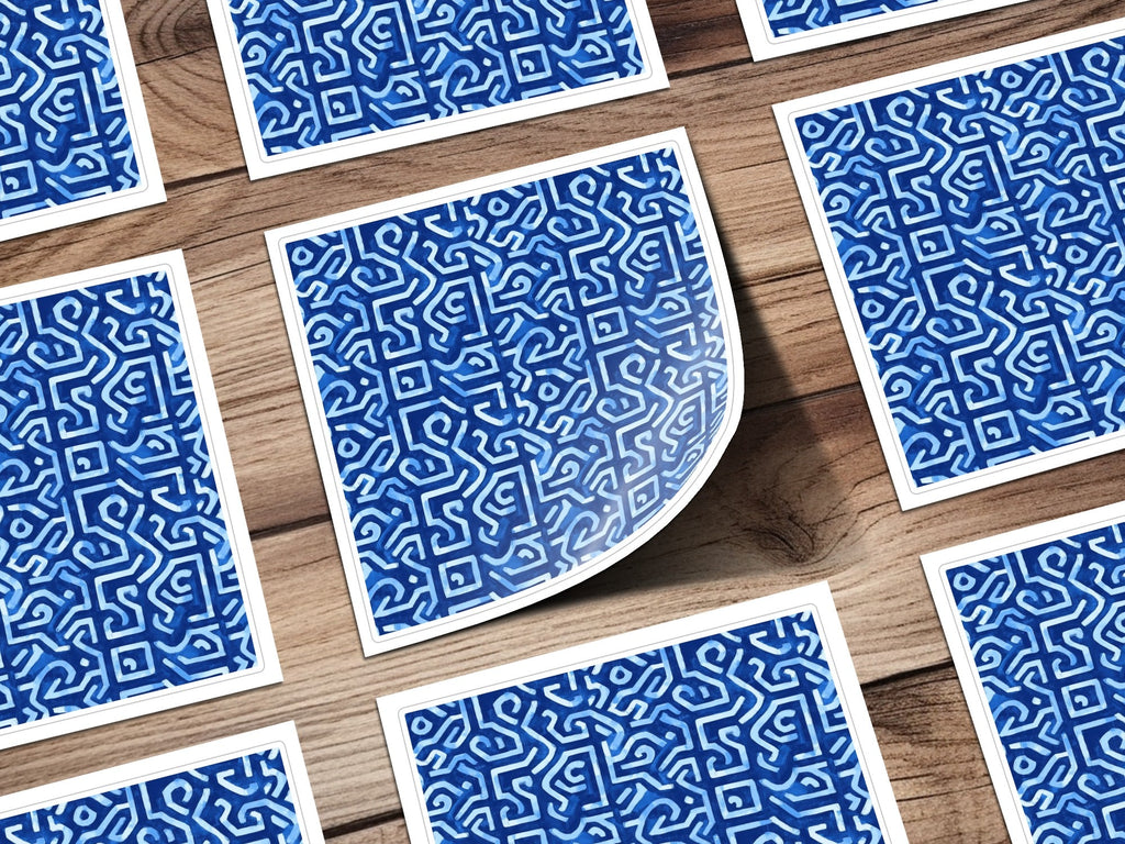 Abstract Maze Pattern in Blue Shades Cool Design Digital - Moore and Mountain