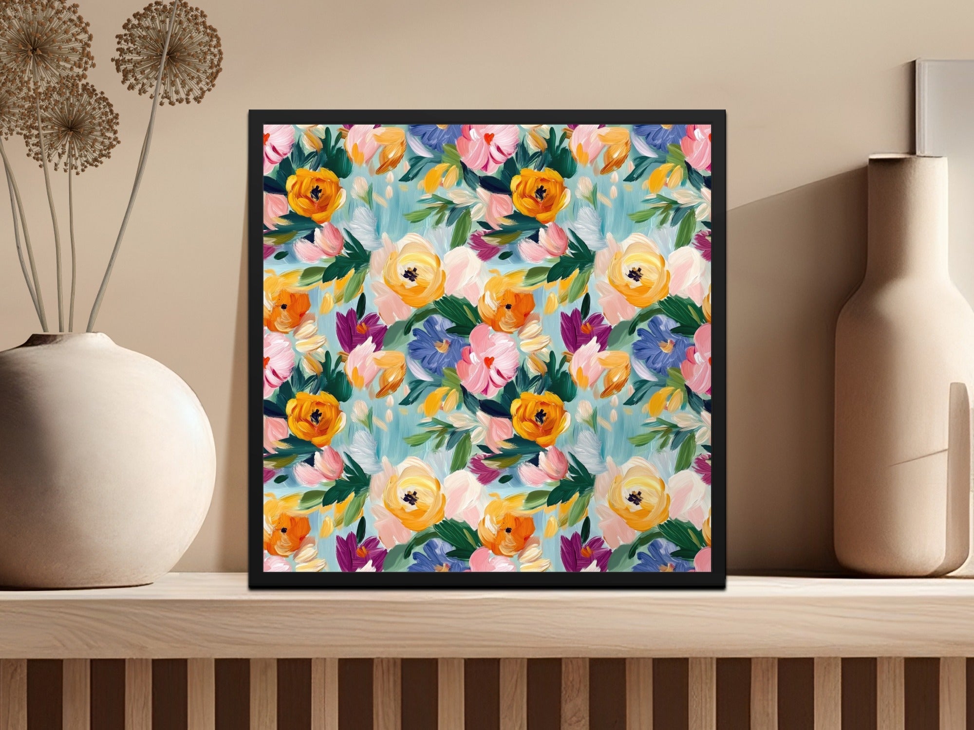 Abstract Painted Floral Artwork Spring Jewel Tones - Moore and Mountain