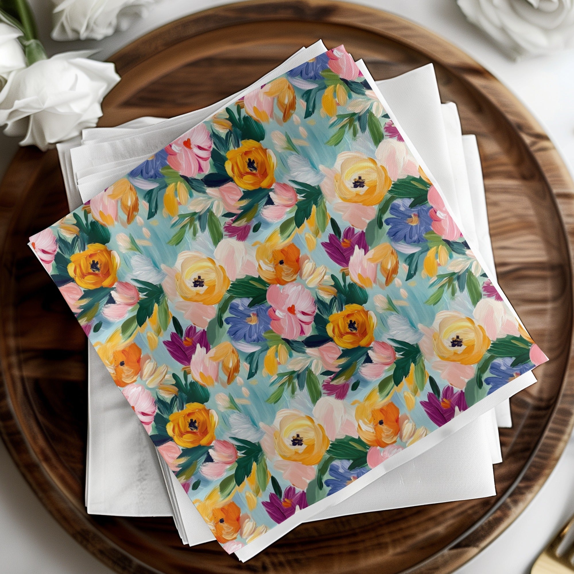 Abstract Painted Floral Artwork Spring Jewel Tones - Moore and Mountain