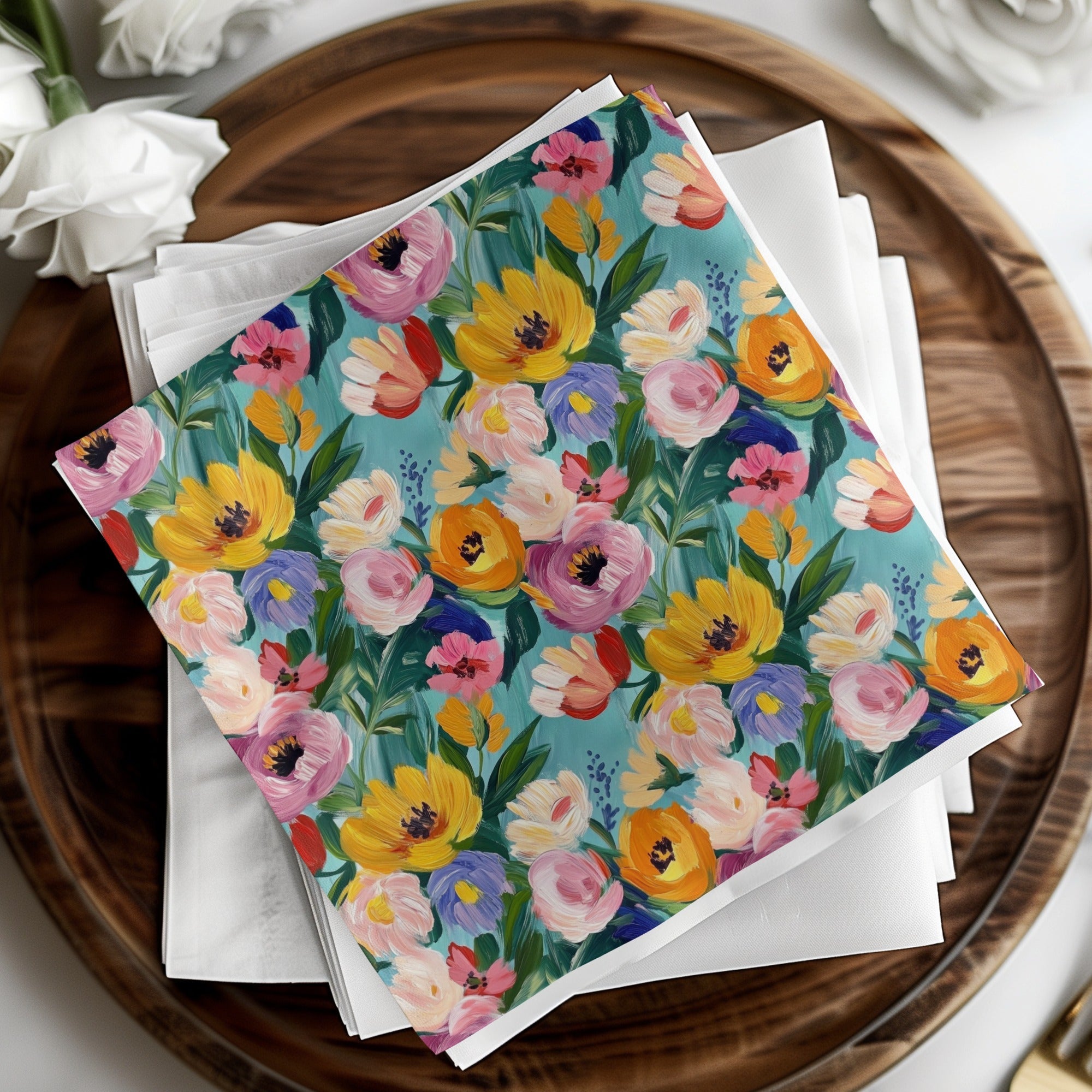 Abstract Painted Floral Garden in Spring Jewel Tones - Moore and Mountain