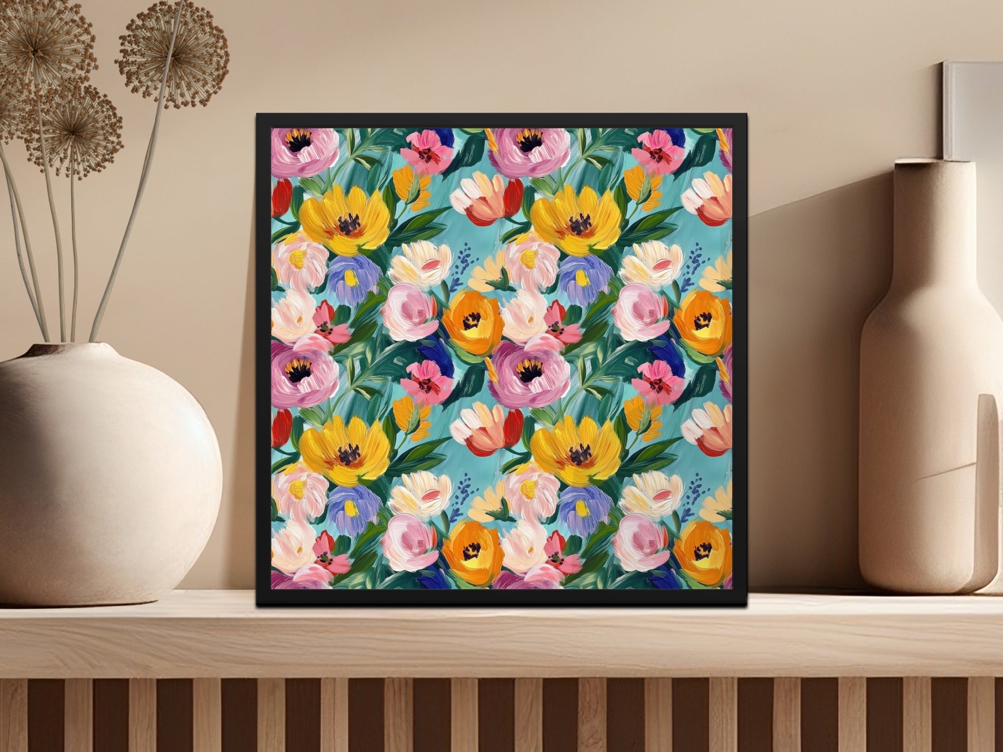 Abstract Painted Floral Garden in Spring Jewel Tones - Moore and Mountain