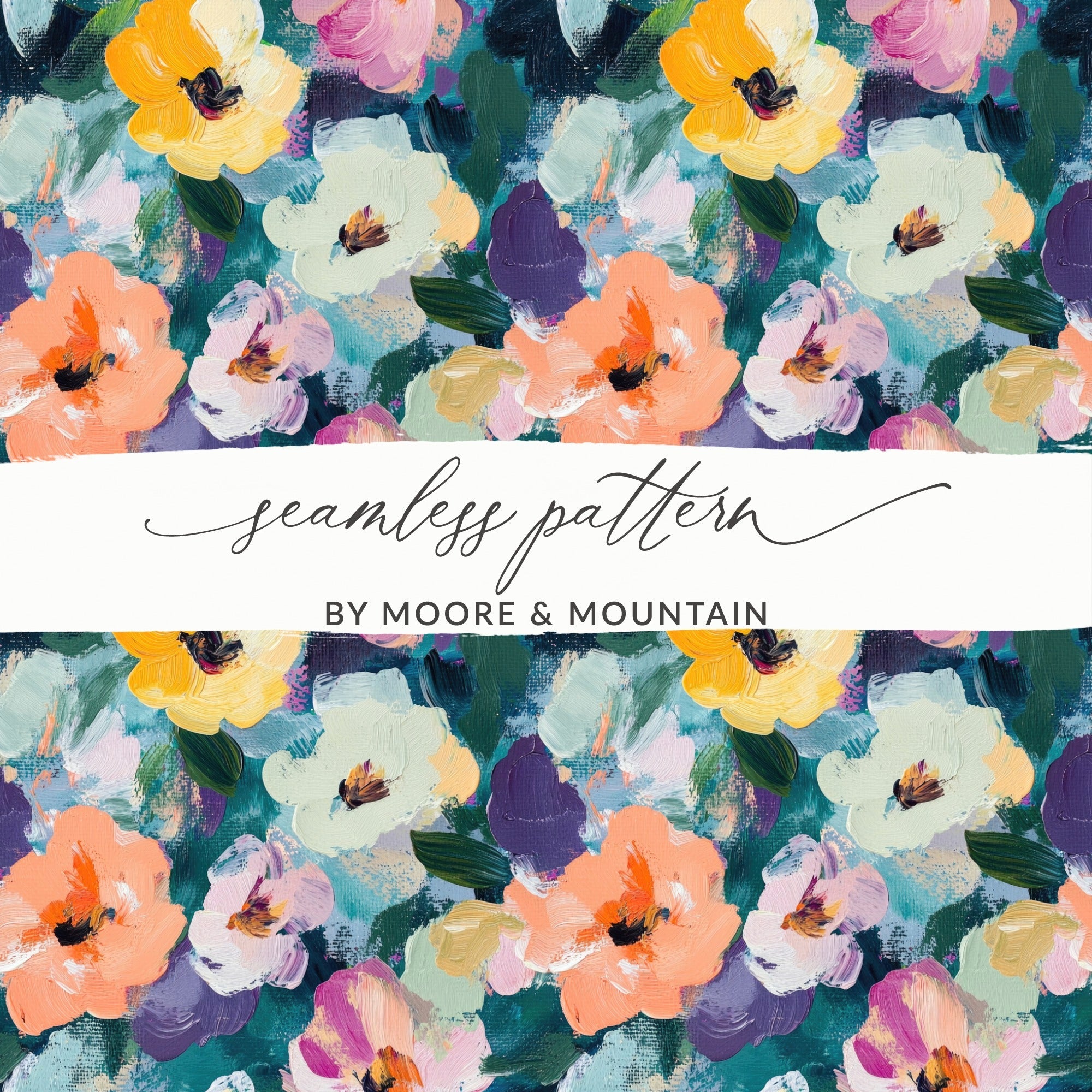 Abstract Painted Floral Spring Flowers Impression Digital - Moore and Mountain