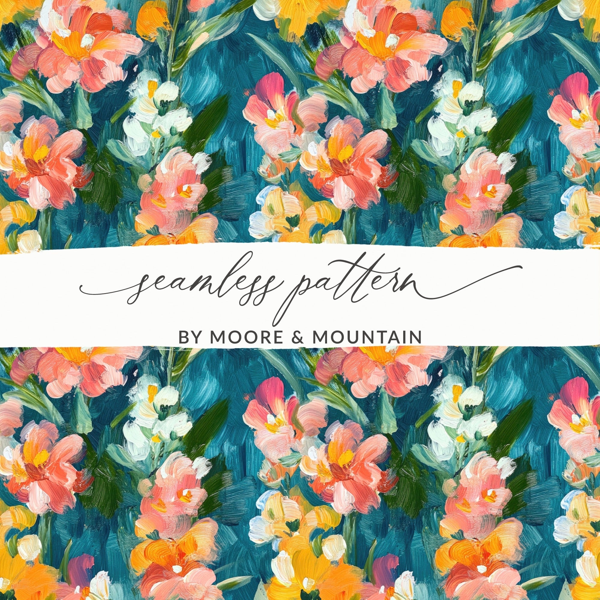 Abstract Painted Floral Spring Hues Seamless Art - Moore and Mountain