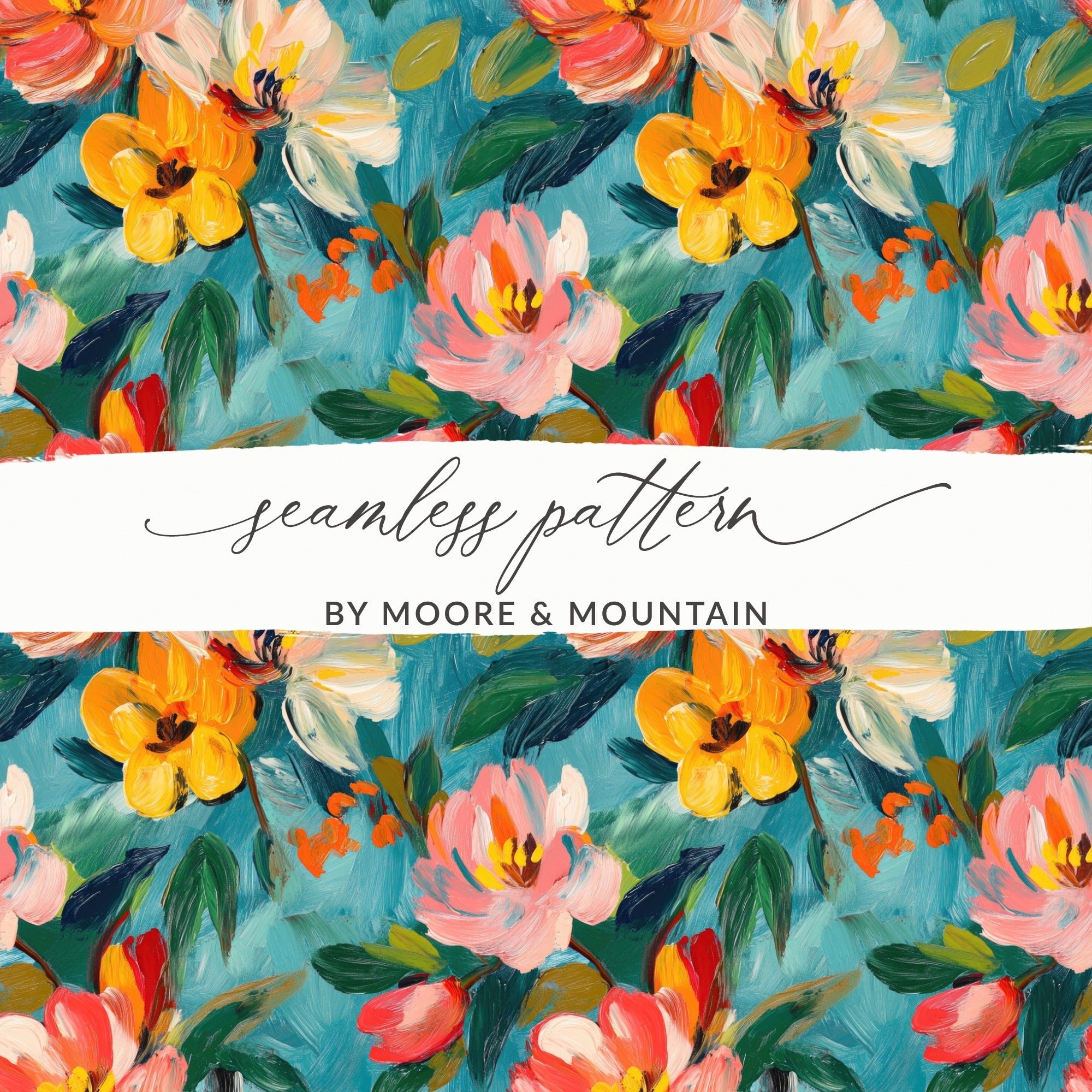 Abstract Painted Flowers Pattern Spring Colors Delightful - Moore and Mountain