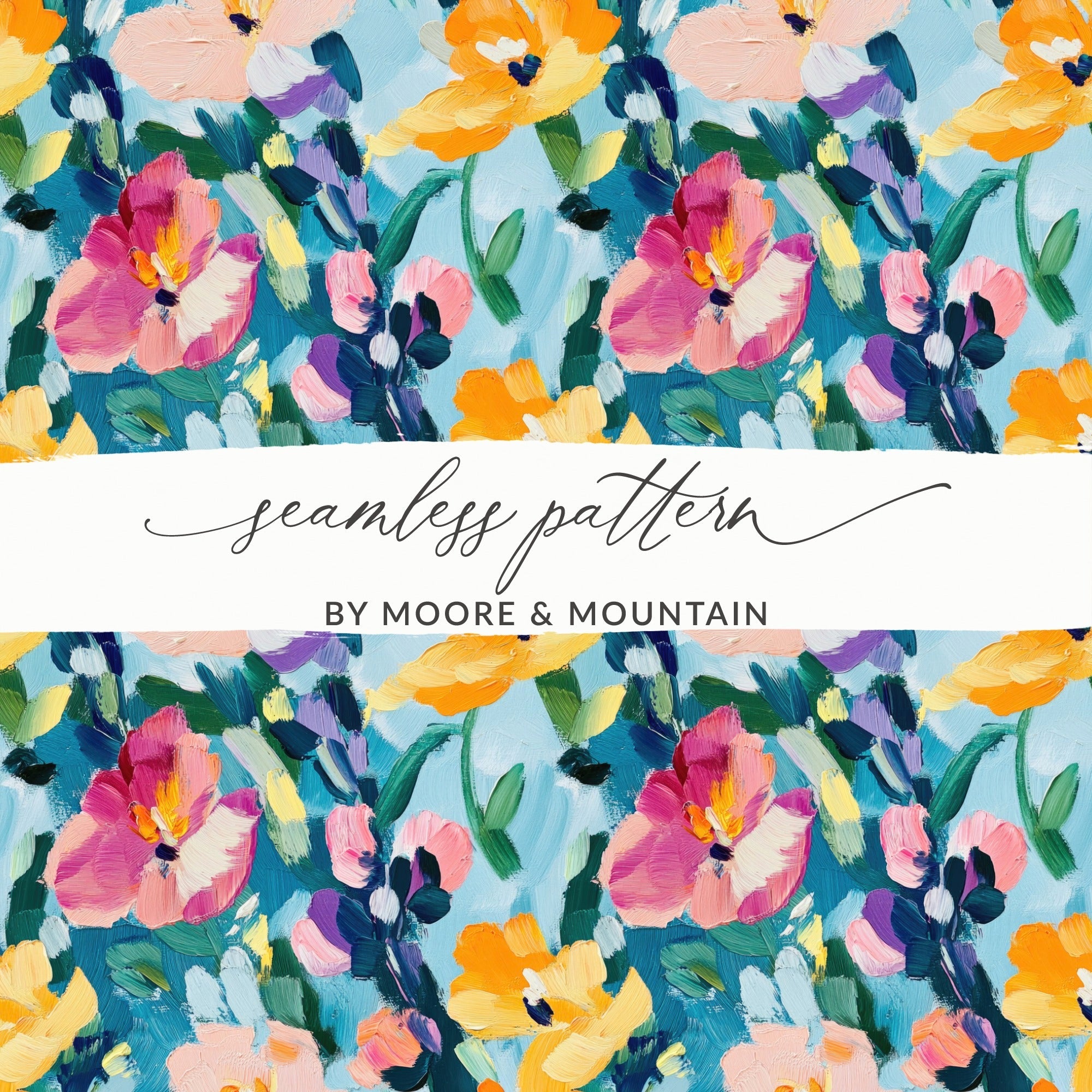 Abstract Painted Spring Floral Design Jewel Tones - Moore and Mountain