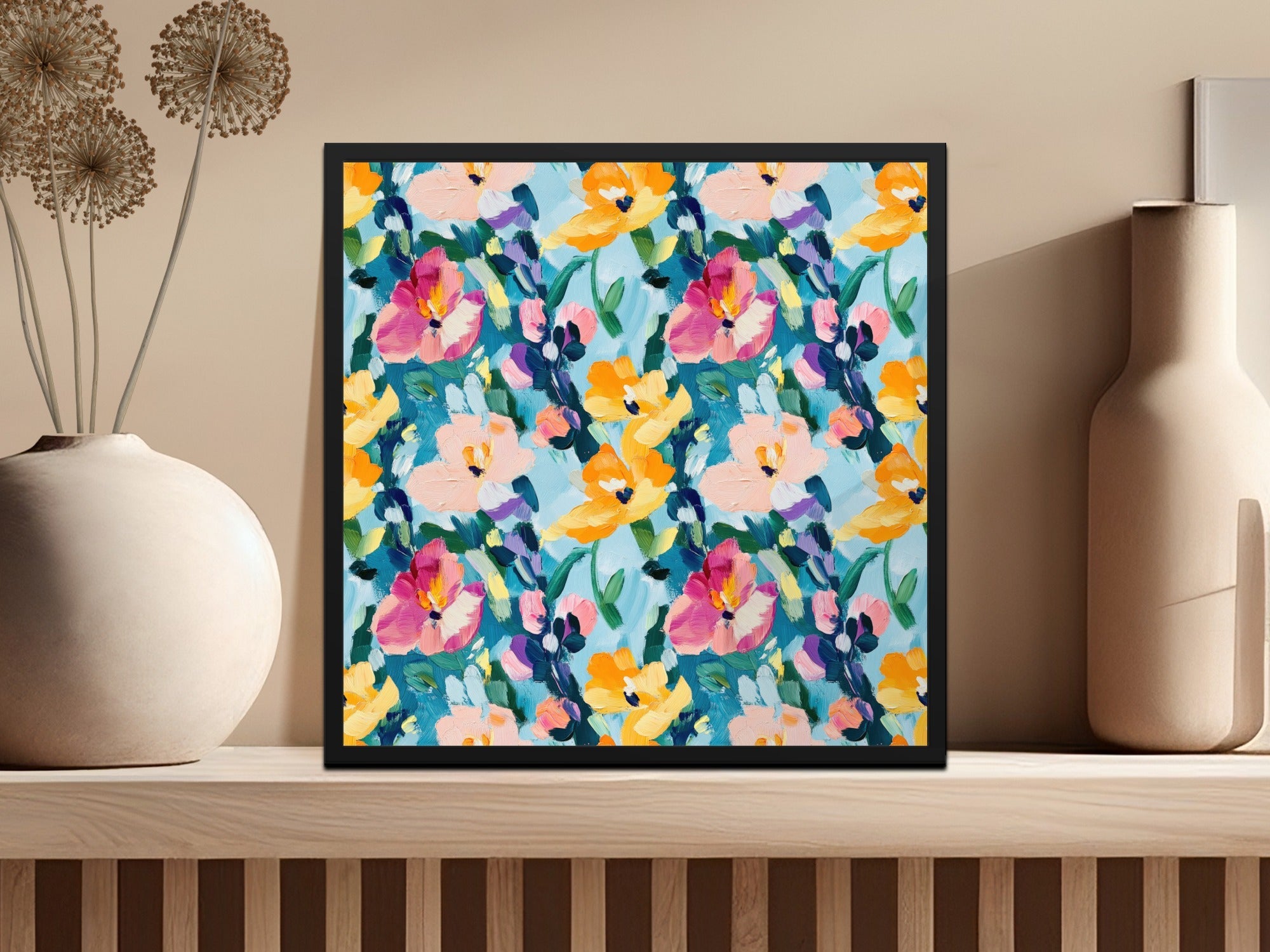 Abstract Painted Spring Floral Design Jewel Tones - Moore and Mountain