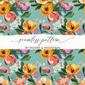 Abstract Painted Spring Floral Pattern in Jewel Tones - Moore and Mountain