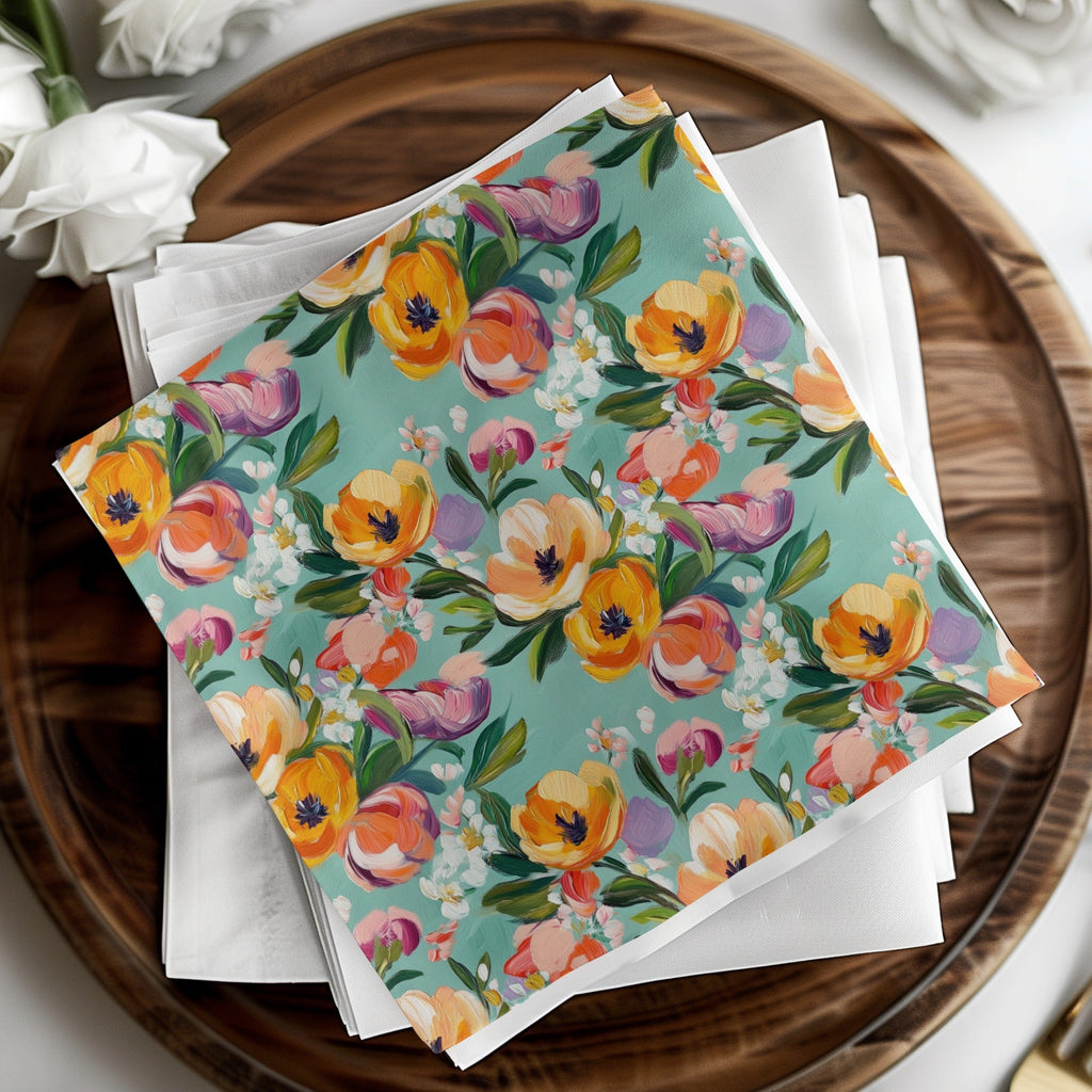 Abstract Painted Spring Floral Pattern in Jewel Tones - Moore and Mountain