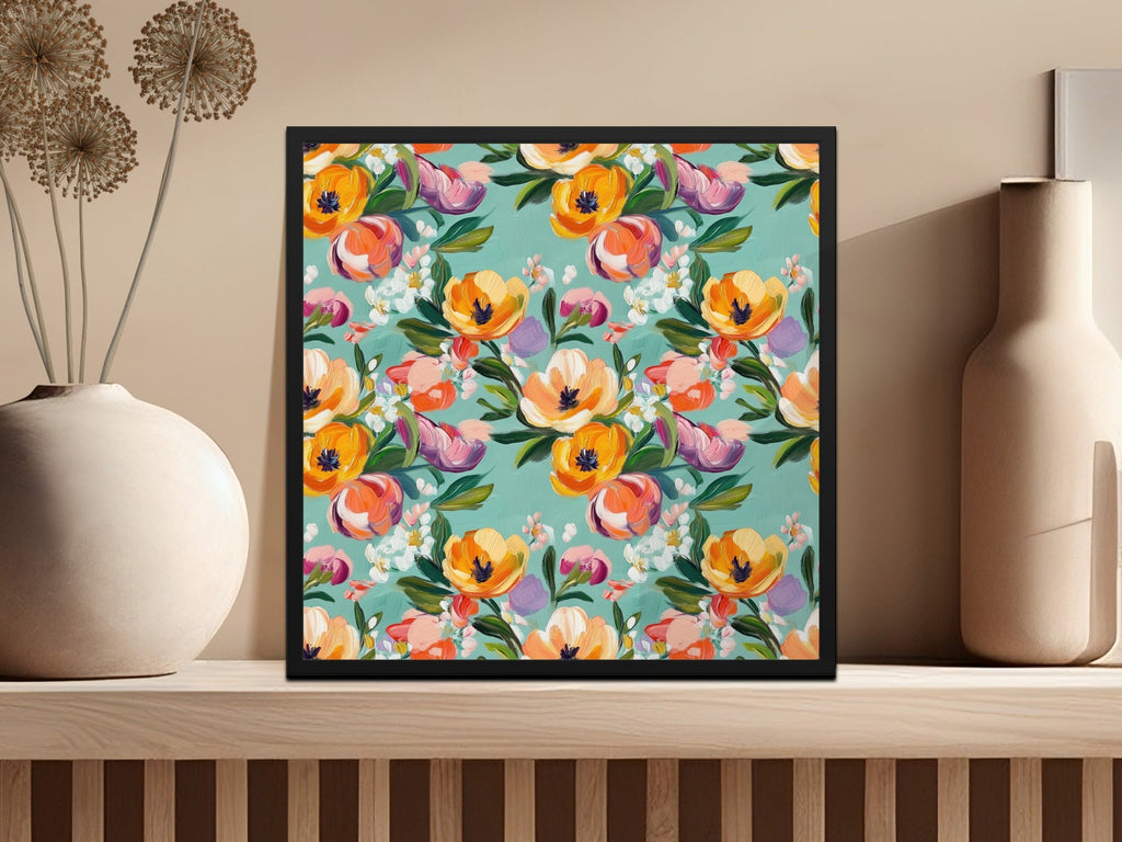 Abstract Painted Spring Floral Pattern in Jewel Tones - Moore and Mountain