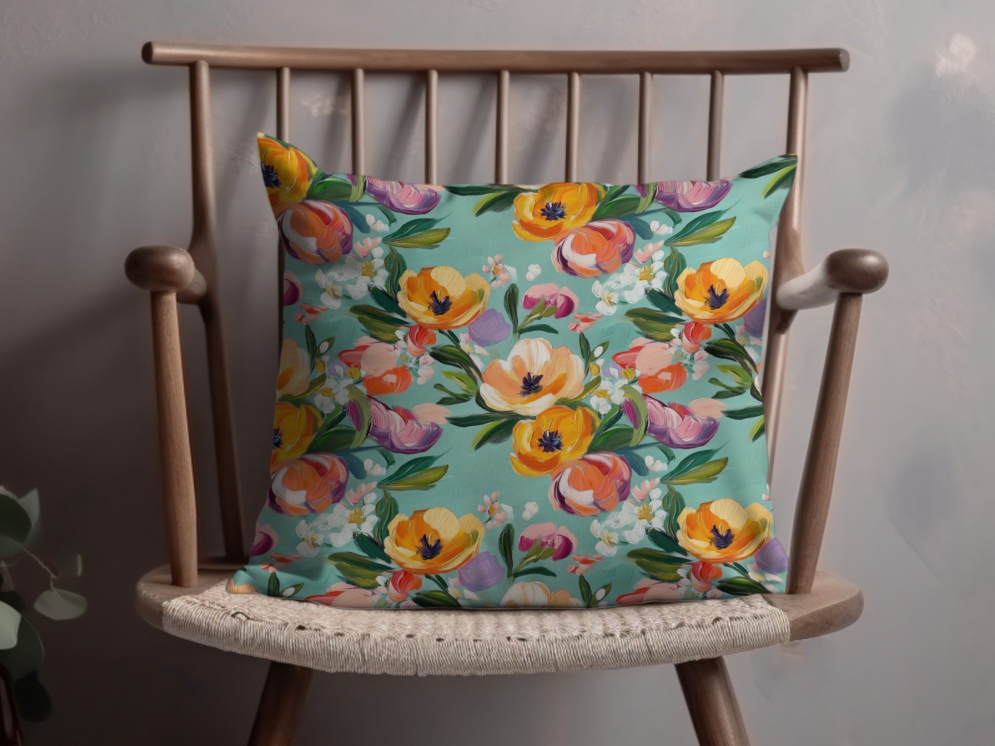 Abstract Painted Spring Floral Pattern in Jewel Tones - Moore and Mountain