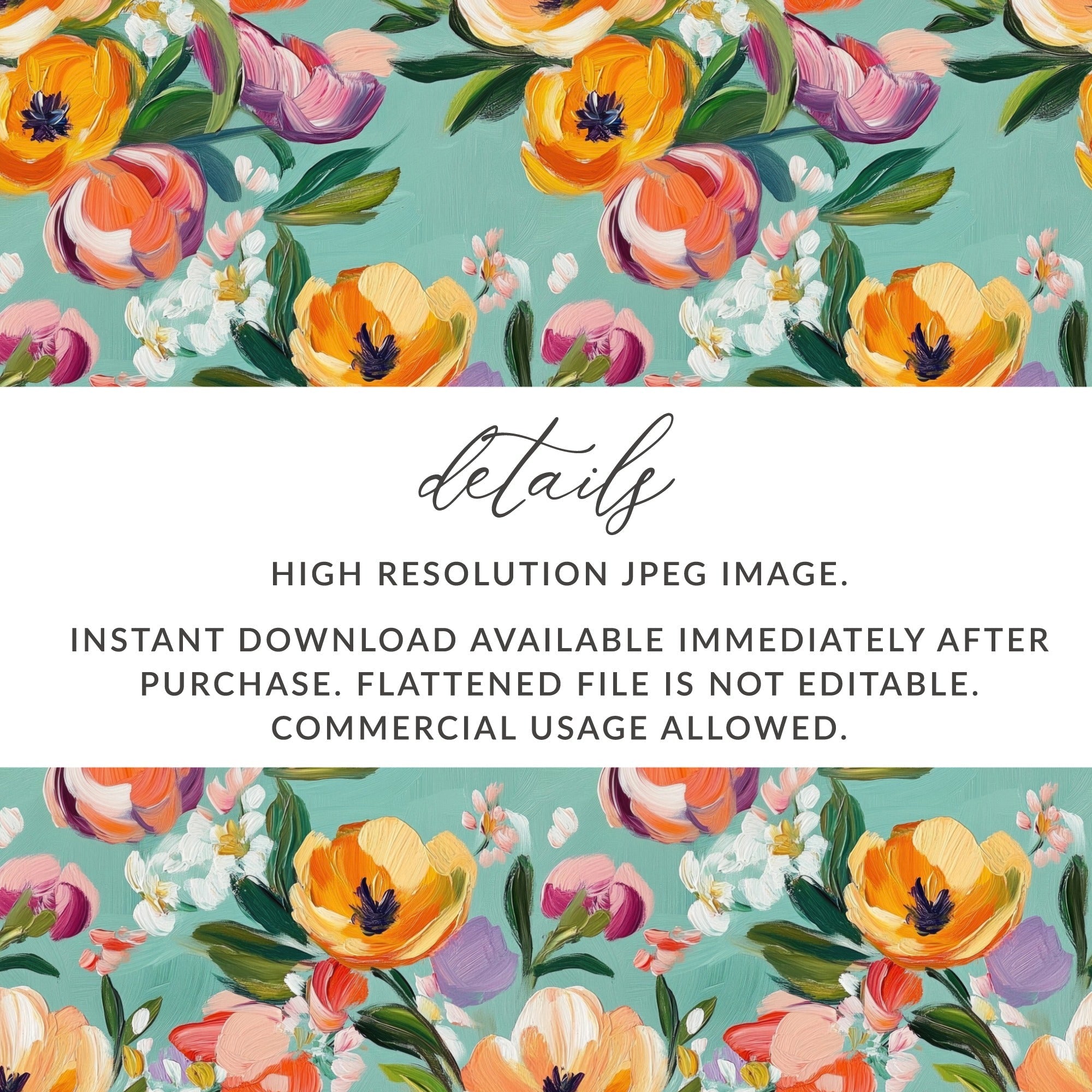 Abstract Painted Spring Floral Pattern in Jewel Tones - Moore and Mountain