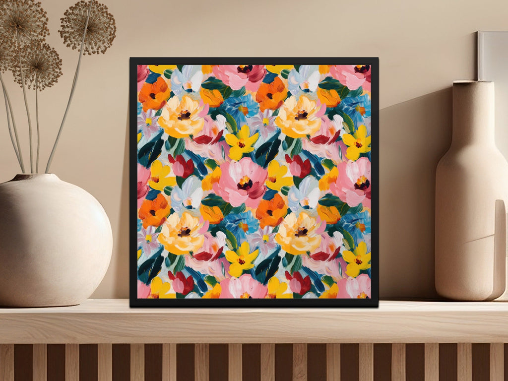 Abstract Painted Spring Flowers Jewel Tones Art - Moore and Mountain