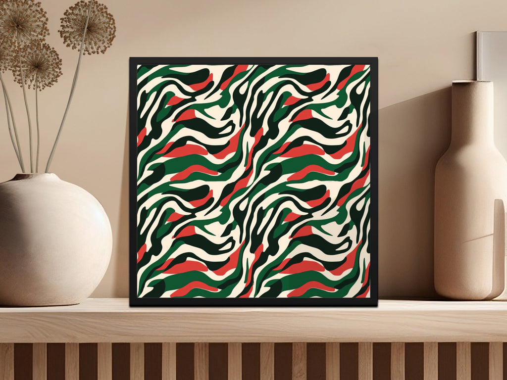 Abstract Zebra Stripe Digital Paper, Red Green Camo Seamless Pattern, Animal Print Background, Fabric Design Digital Download - Moore and Mountain