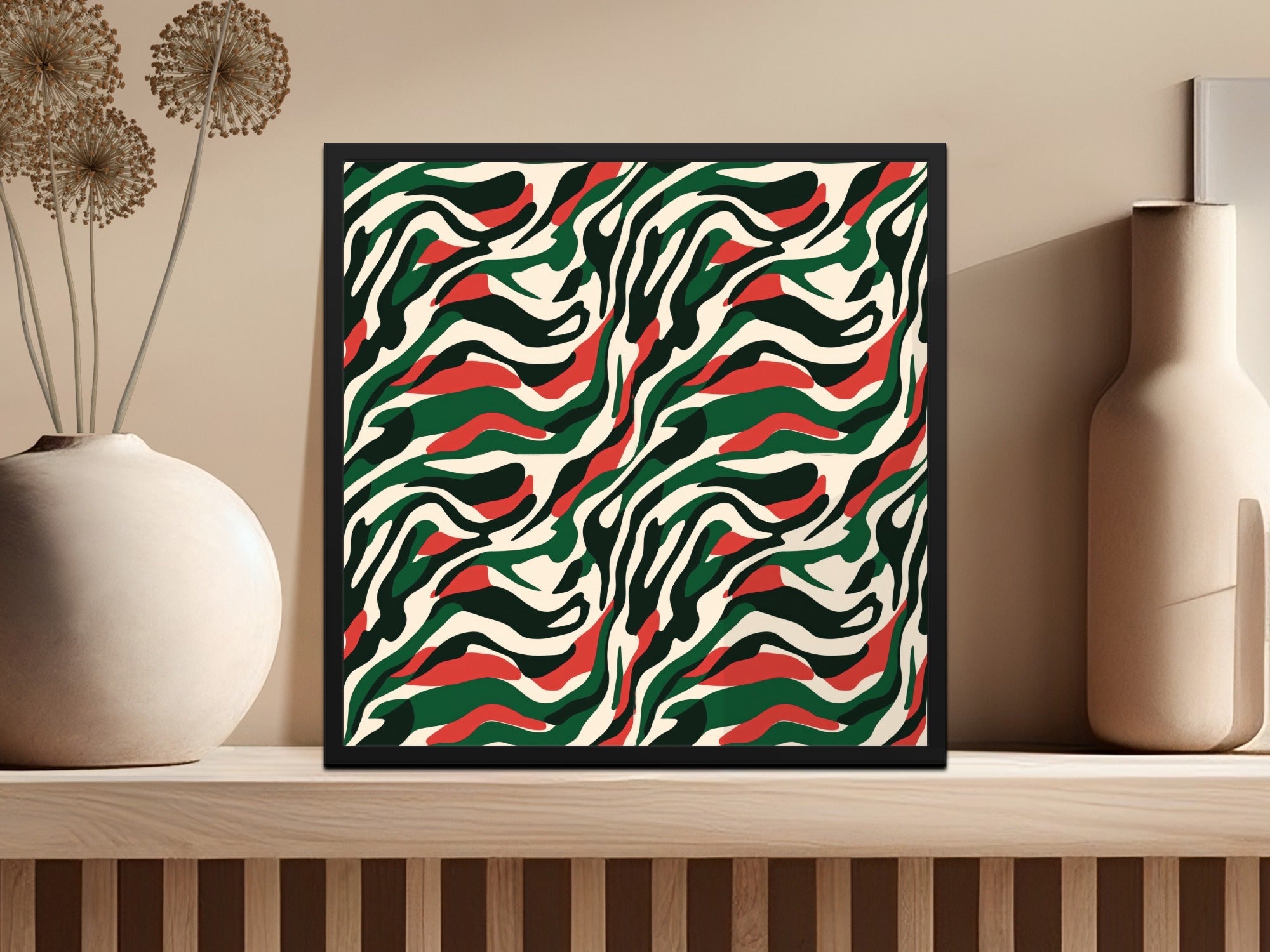 Abstract Zebra Stripe Digital Paper, Red Green Camo Seamless Pattern, Animal Print Background, Fabric Design Digital Download - Moore and Mountain