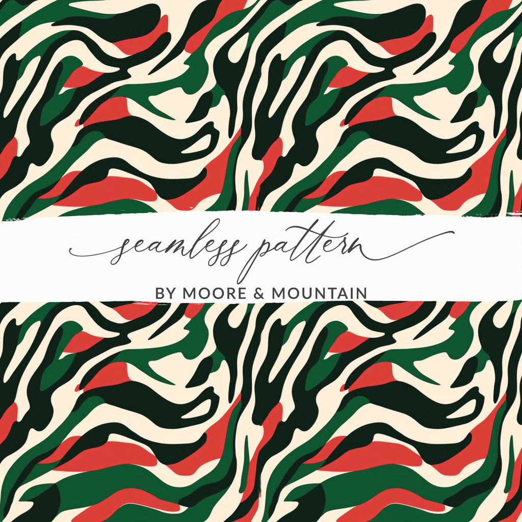Abstract Zebra Stripe Digital Paper, Red Green Camo Seamless Pattern, Animal Print Background, Fabric Design Digital Download - Moore and Mountain