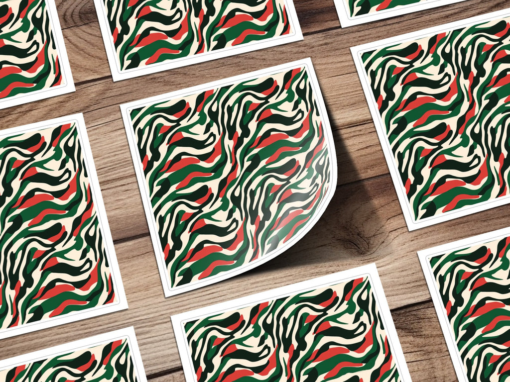 Abstract Zebra Stripe Digital Paper, Red Green Camo Seamless Pattern, Animal Print Background, Fabric Design Digital Download - Moore and Mountain