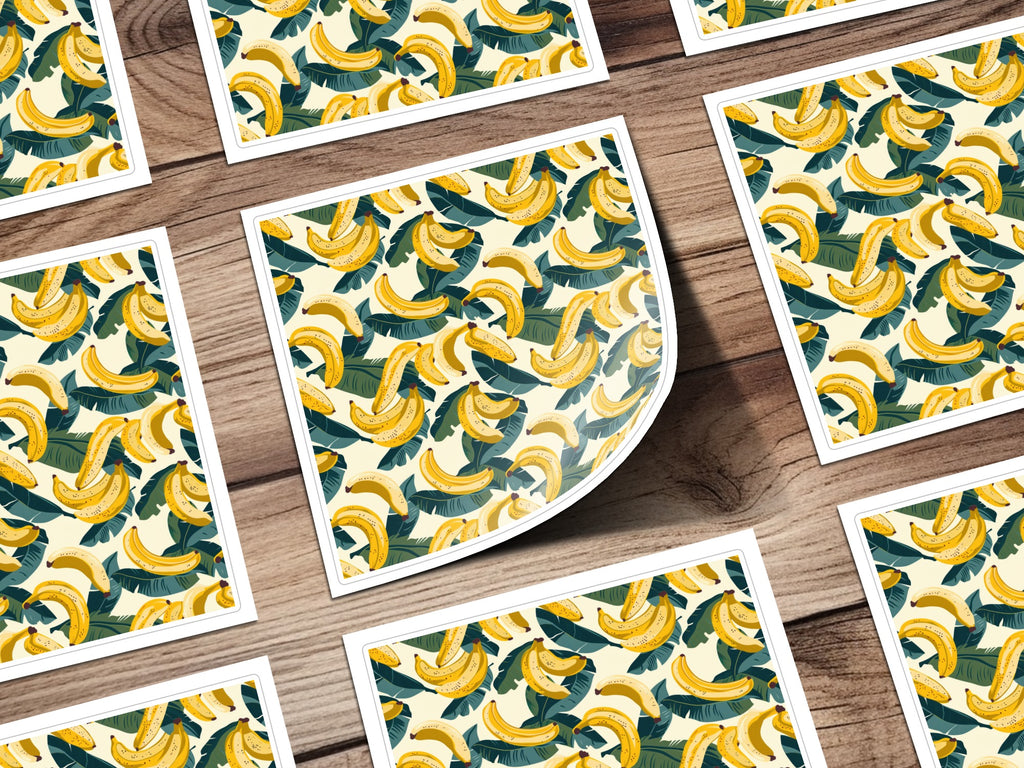 Fun Yellow Bananas and Green Leaves Decorative Sticker