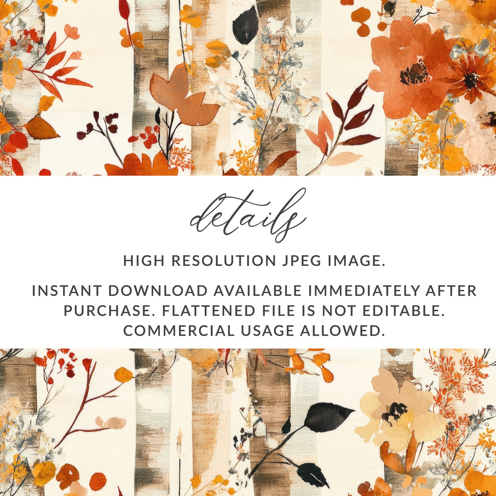 Autumn Floral Digital Download High Resolution JPEG Image