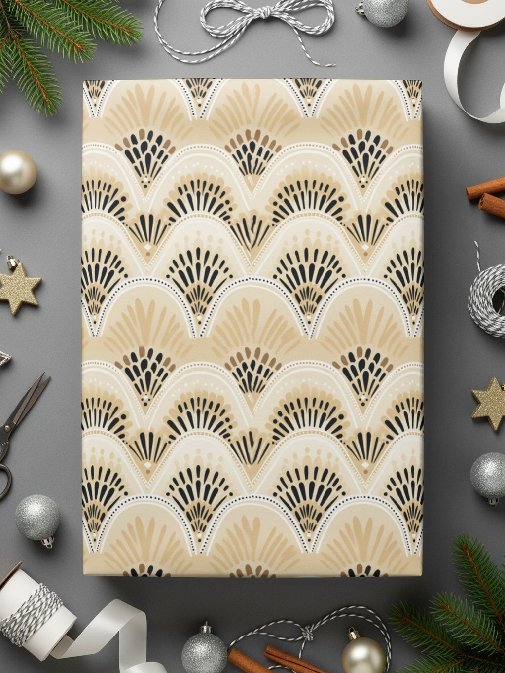Elegant Geometric Fan Patterned Wrapping Paper Product