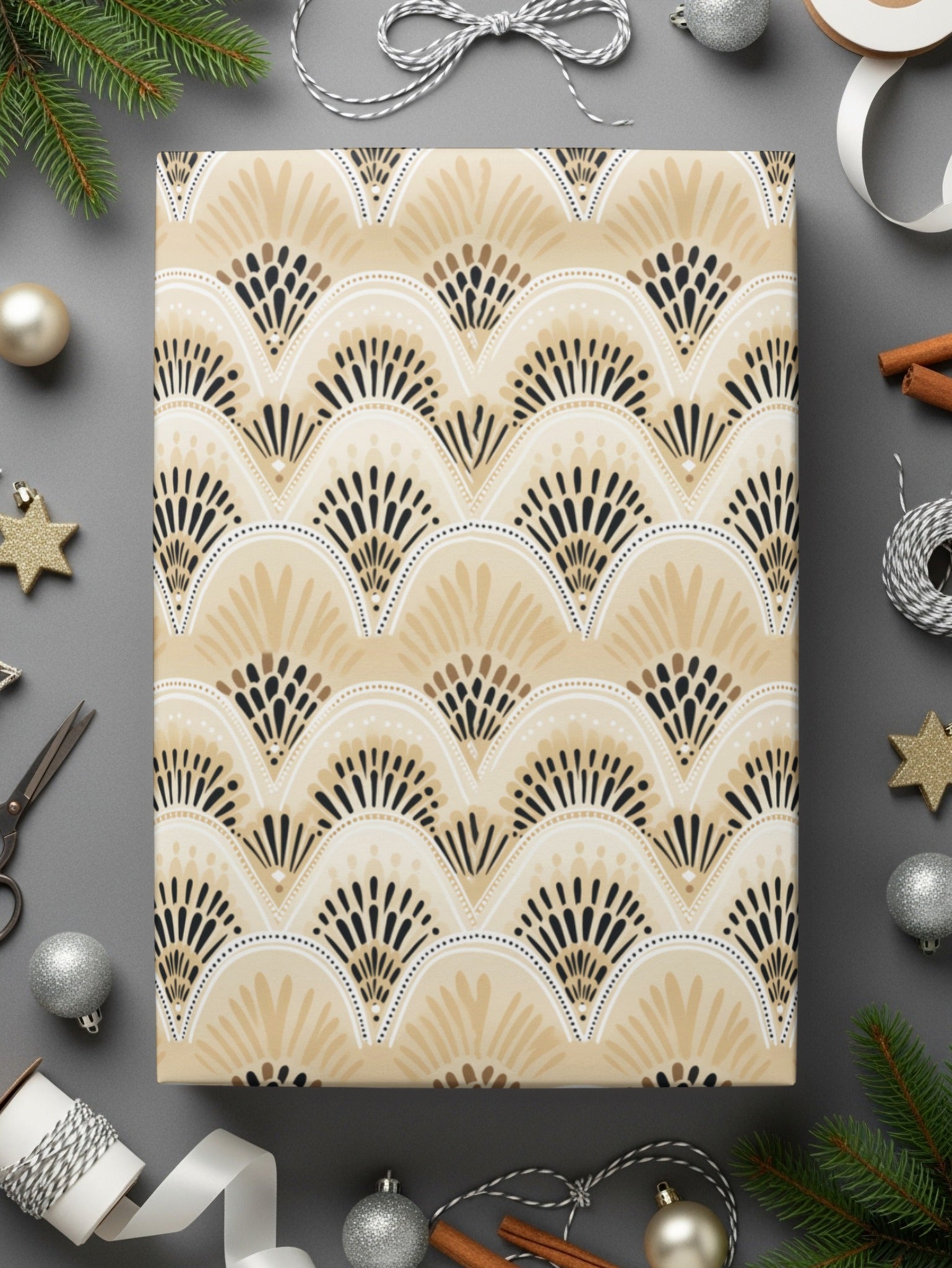 Elegant Geometric Fan Patterned Wrapping Paper Product