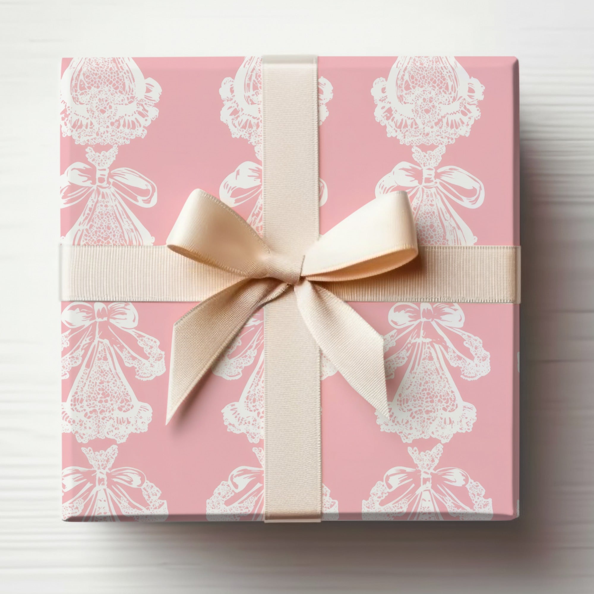 Elegant Pink and White Patterned Gift Box