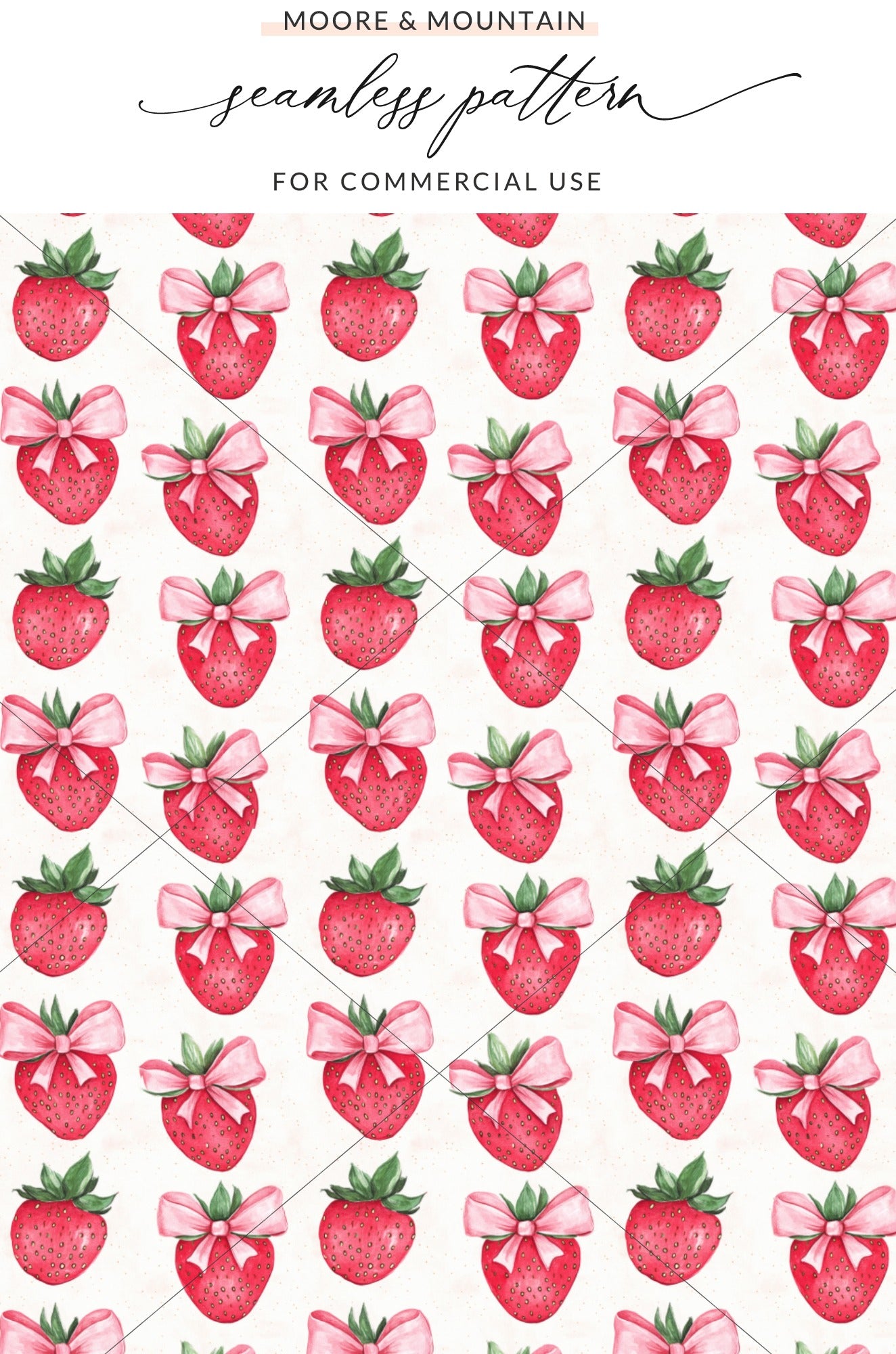 Strawberry Bow Seamless Pattern for Commercial Use Product