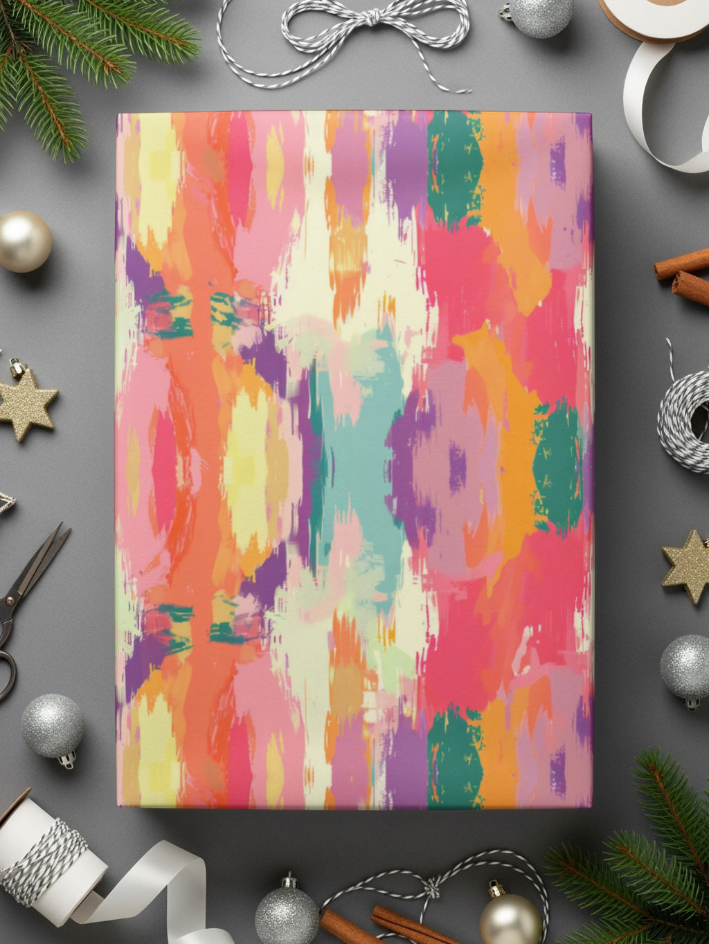 Colorful Abstract Brushstroke Pattern Gift Wrap