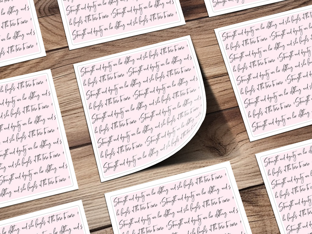Strength Dignity She Laughs Sticker Quote Typography