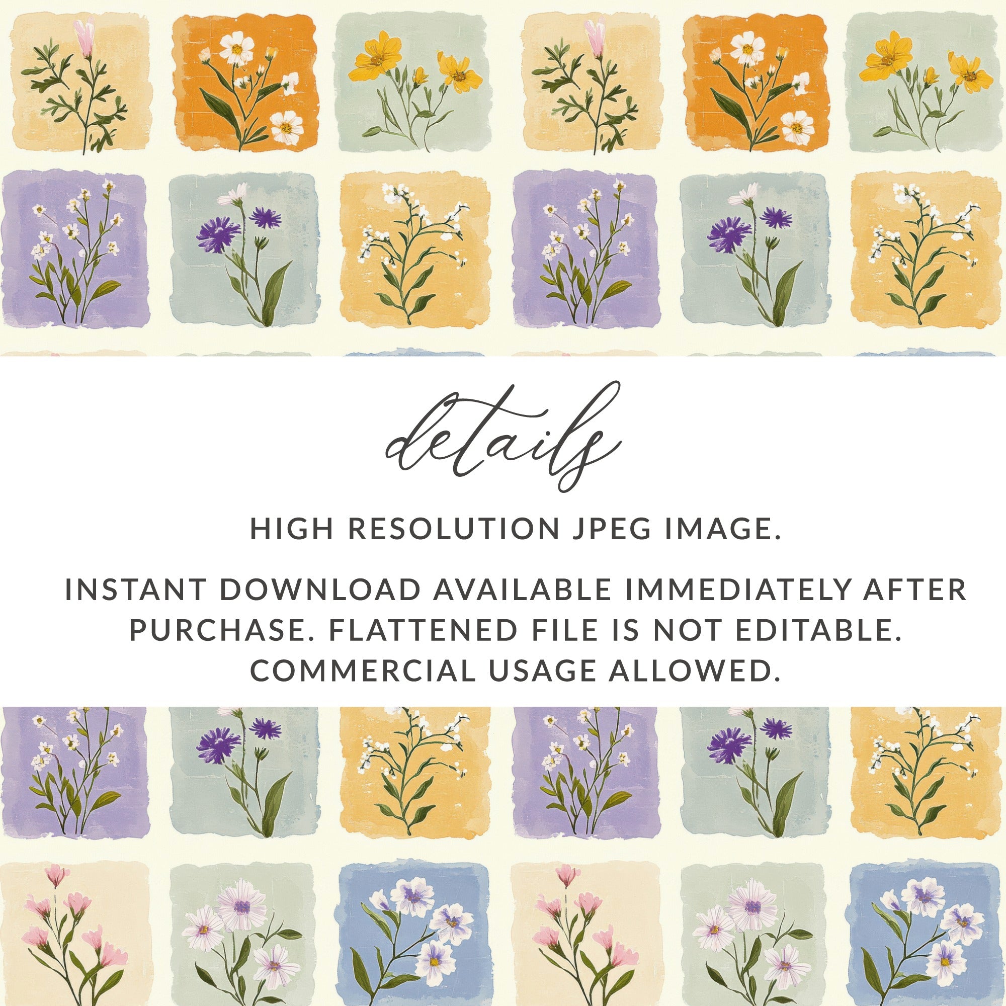 Colorful Floral Grid High Resolution JPEG Download