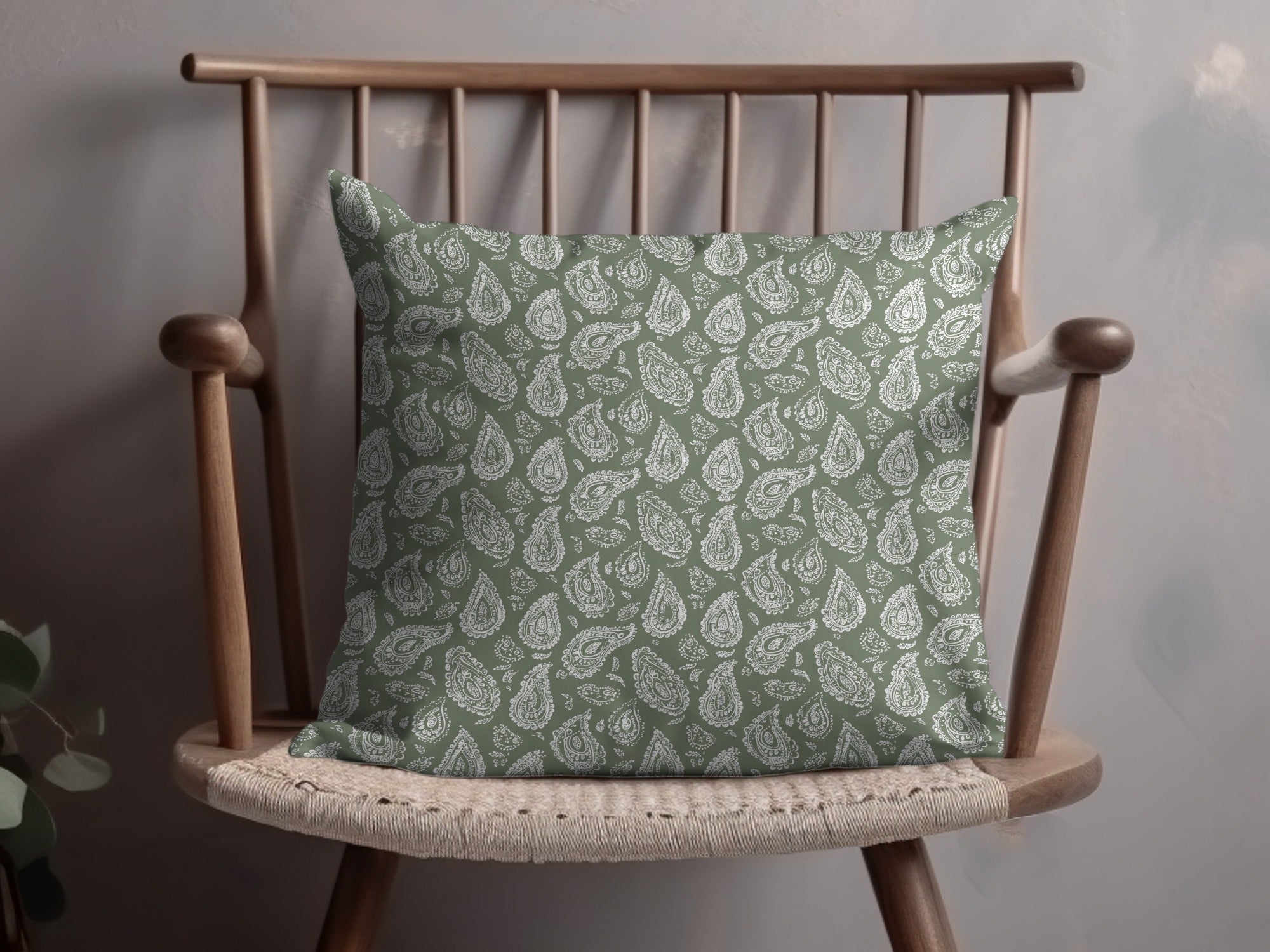 Elegant Green Paisley Decorative Pillow for Your Home Decor