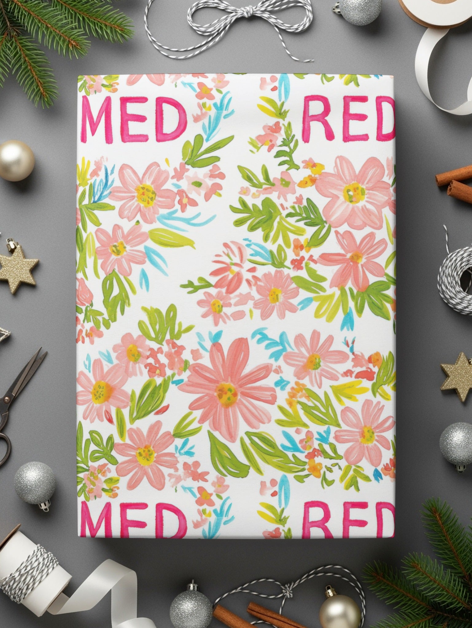 Floral Pattern Gift Wrapping Paper Christmas Wrapping