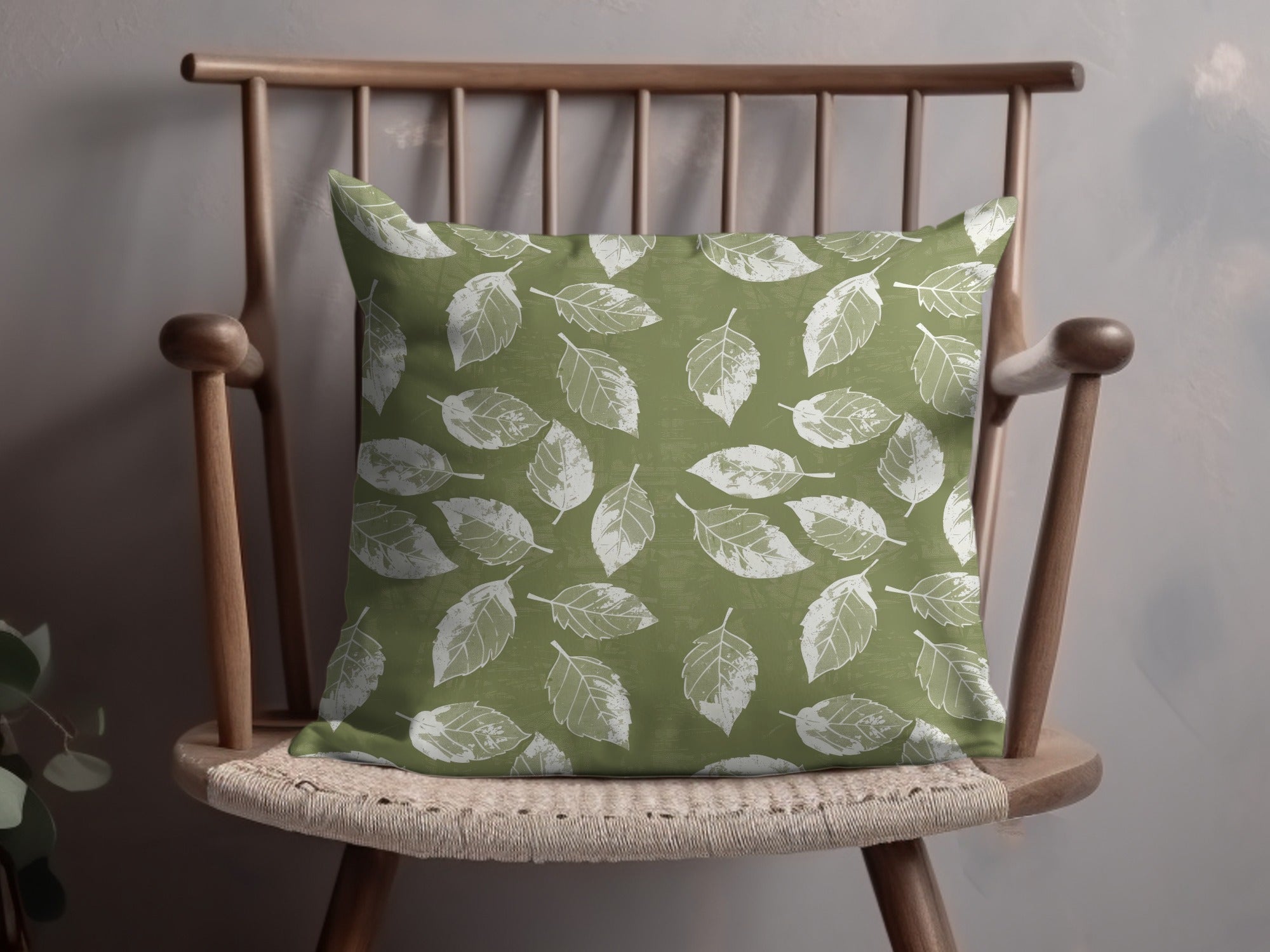 Green Leaf Patterned Decorative Pillow product
