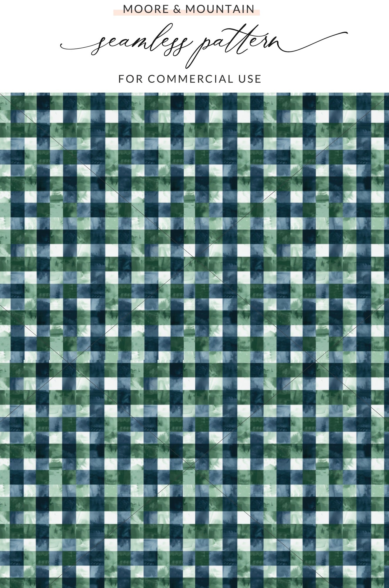 Blue and Green Plaid Seamless Pattern for Commercial Use