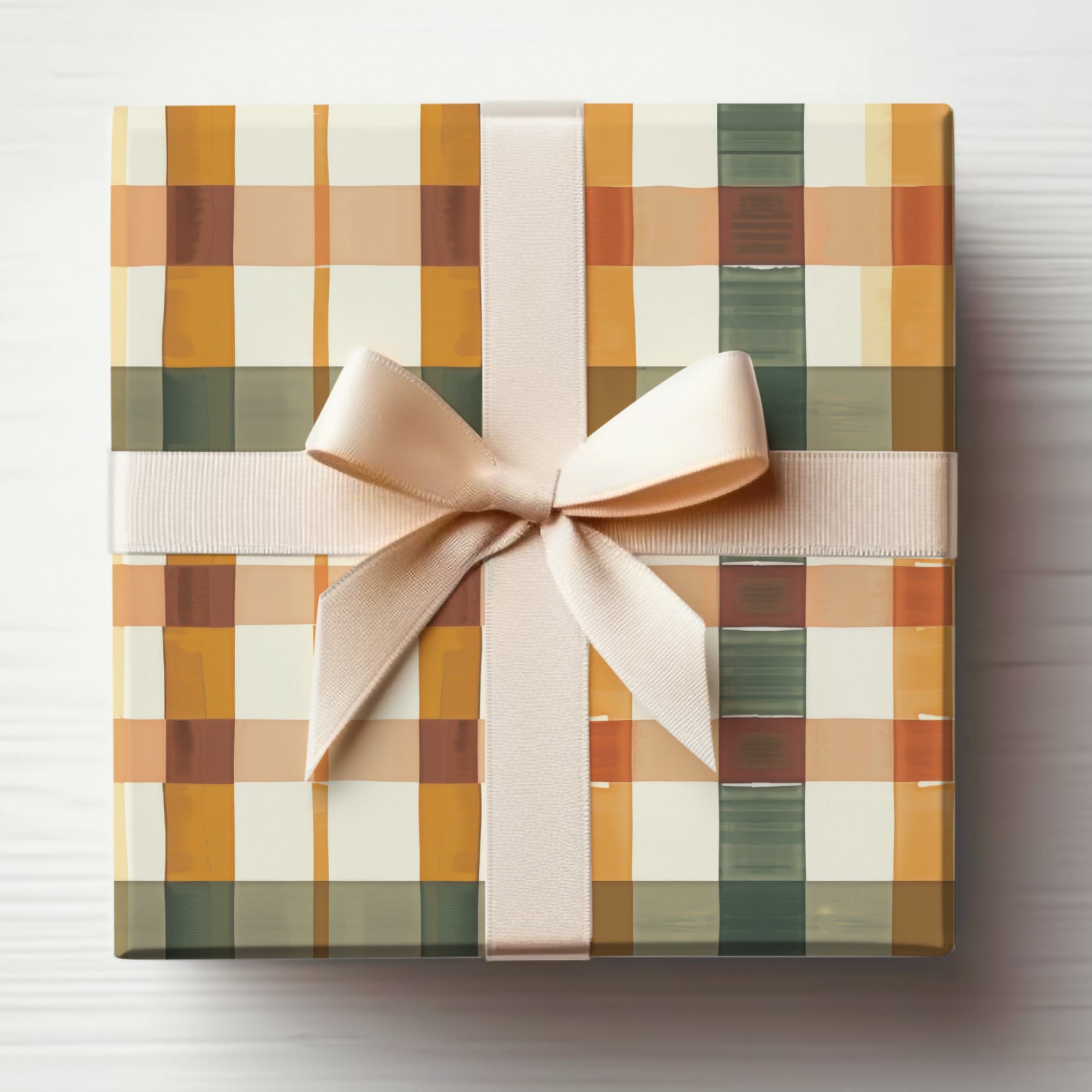 Plaid Gift Box with Bow Present for Any Occasion
