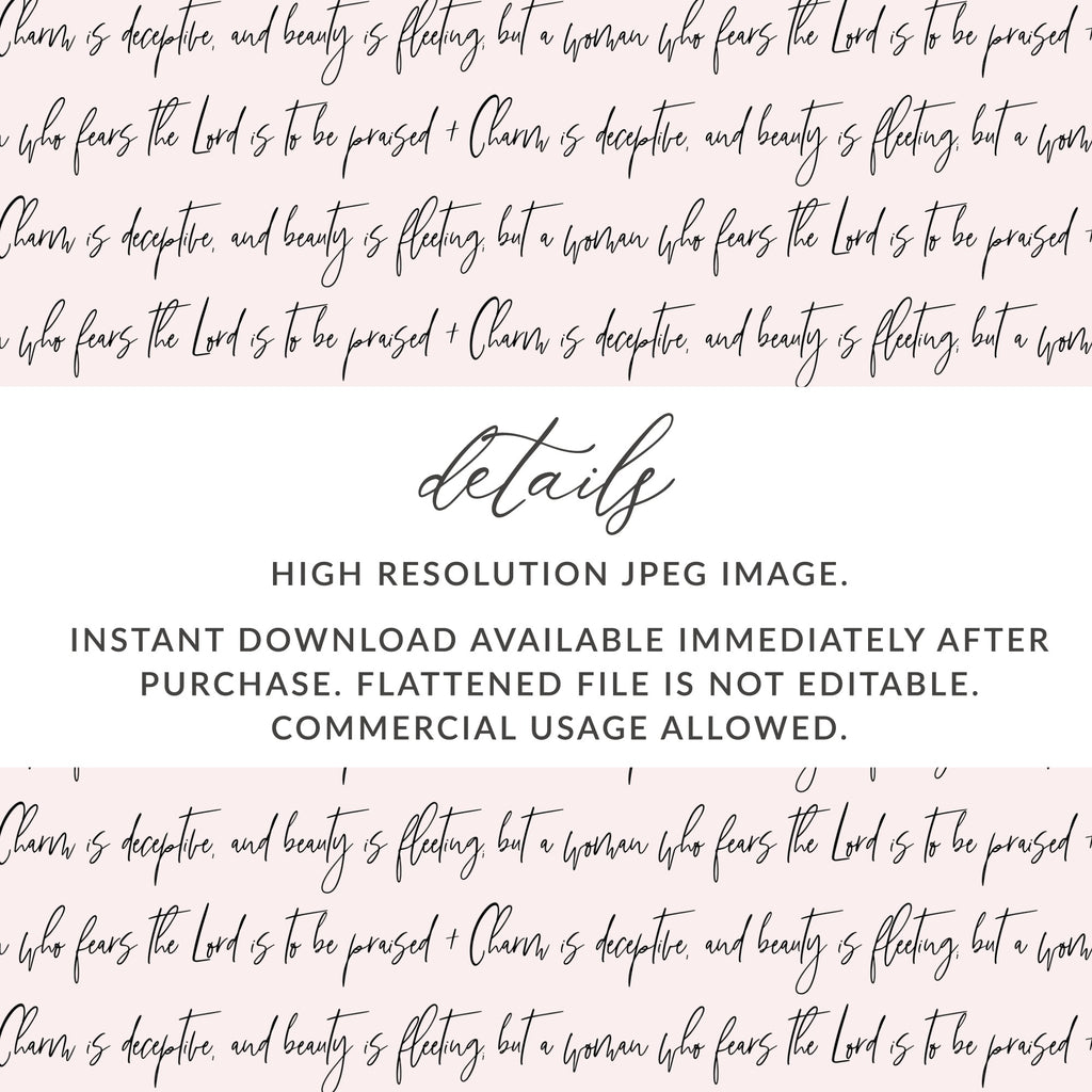 Proverbs 31:30 High Resolution Instant Download Print