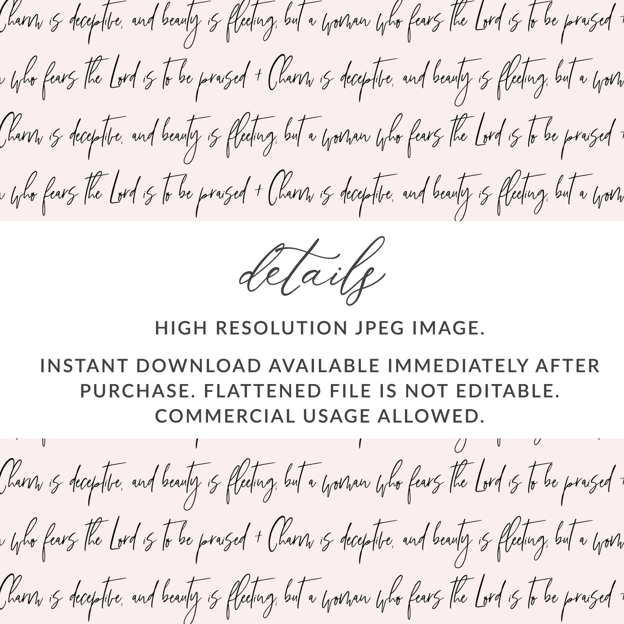 Proverbs 31:30 High Resolution Instant Download Print
