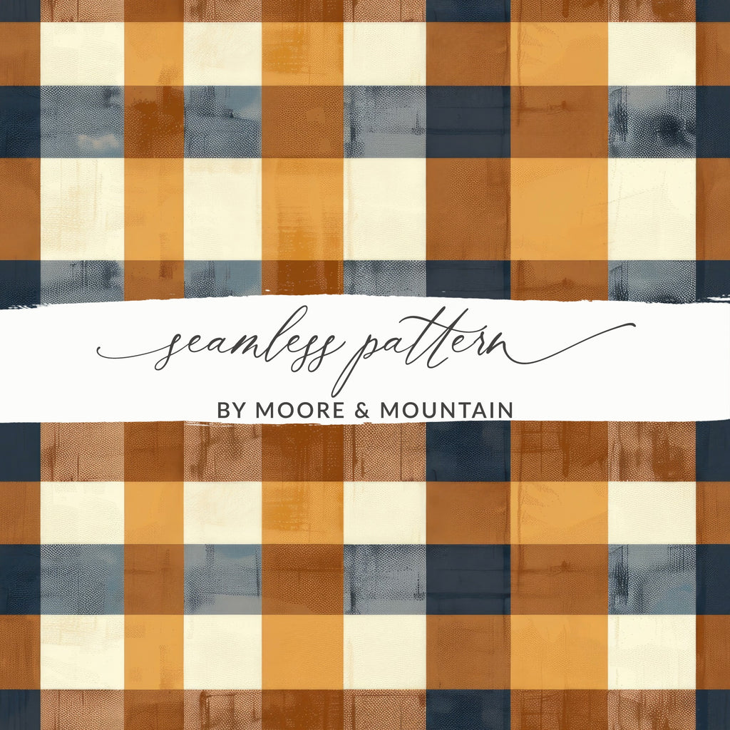 Orange and Blue Plaid Seamless Pattern for Crafts