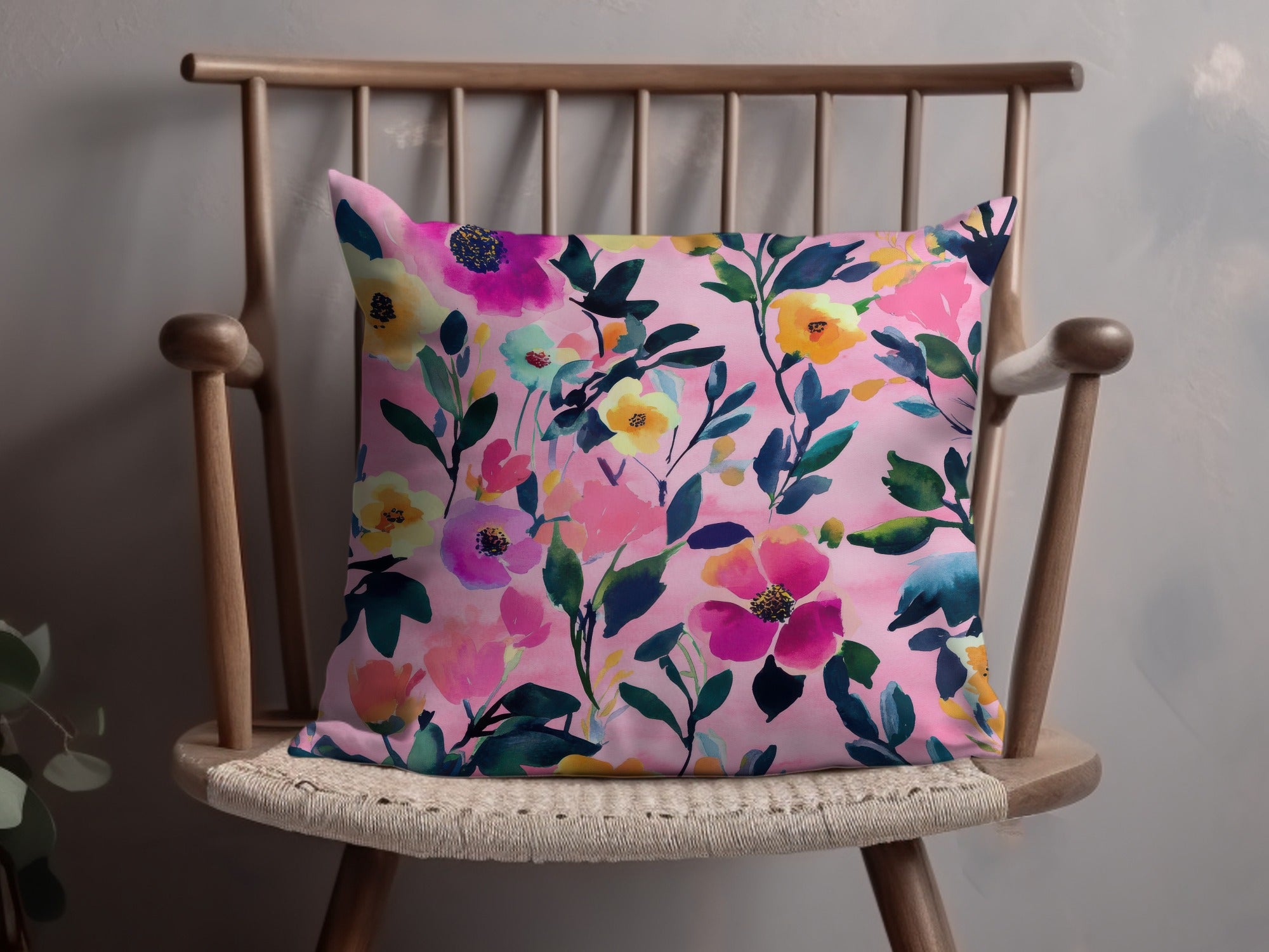 Vibrant Floral Throw Pillow Cover for Home Decor