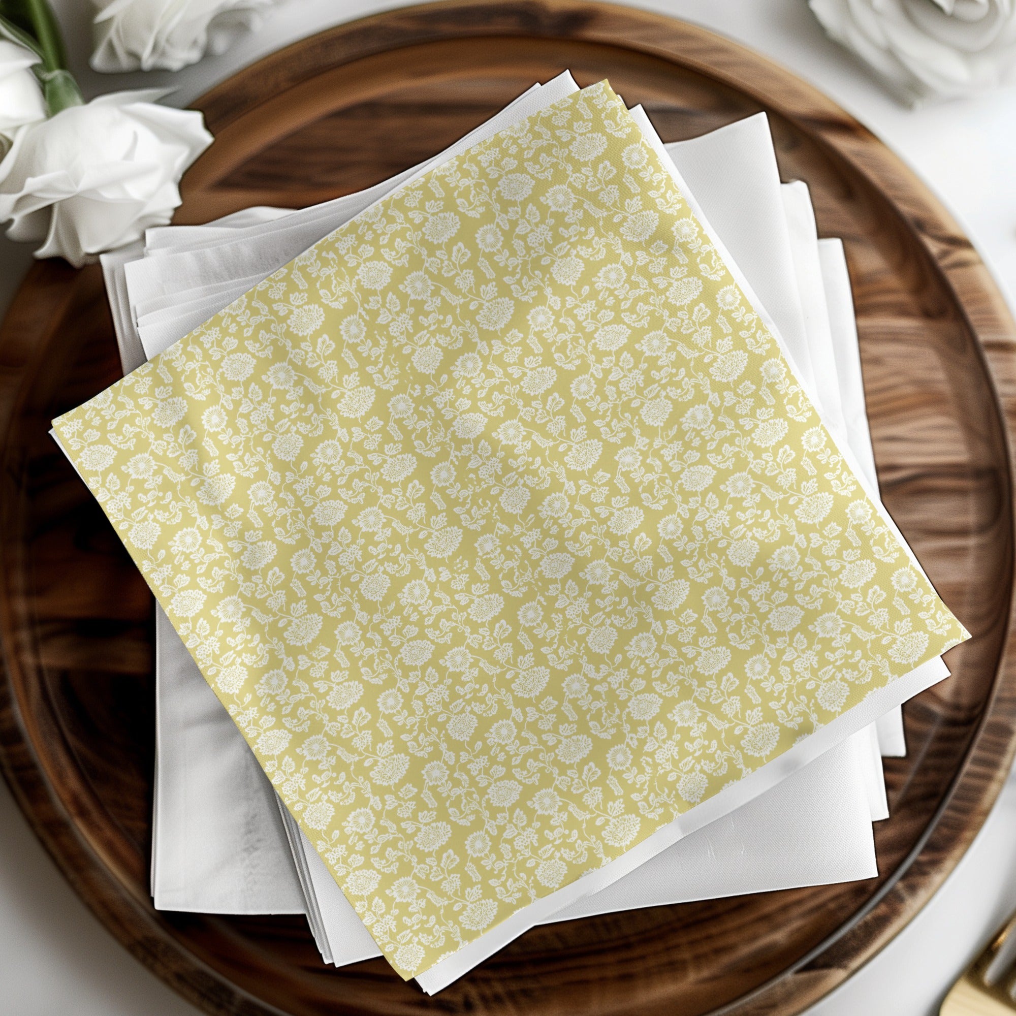 Elegant Yellow Floral Pattern Greeting Card Design