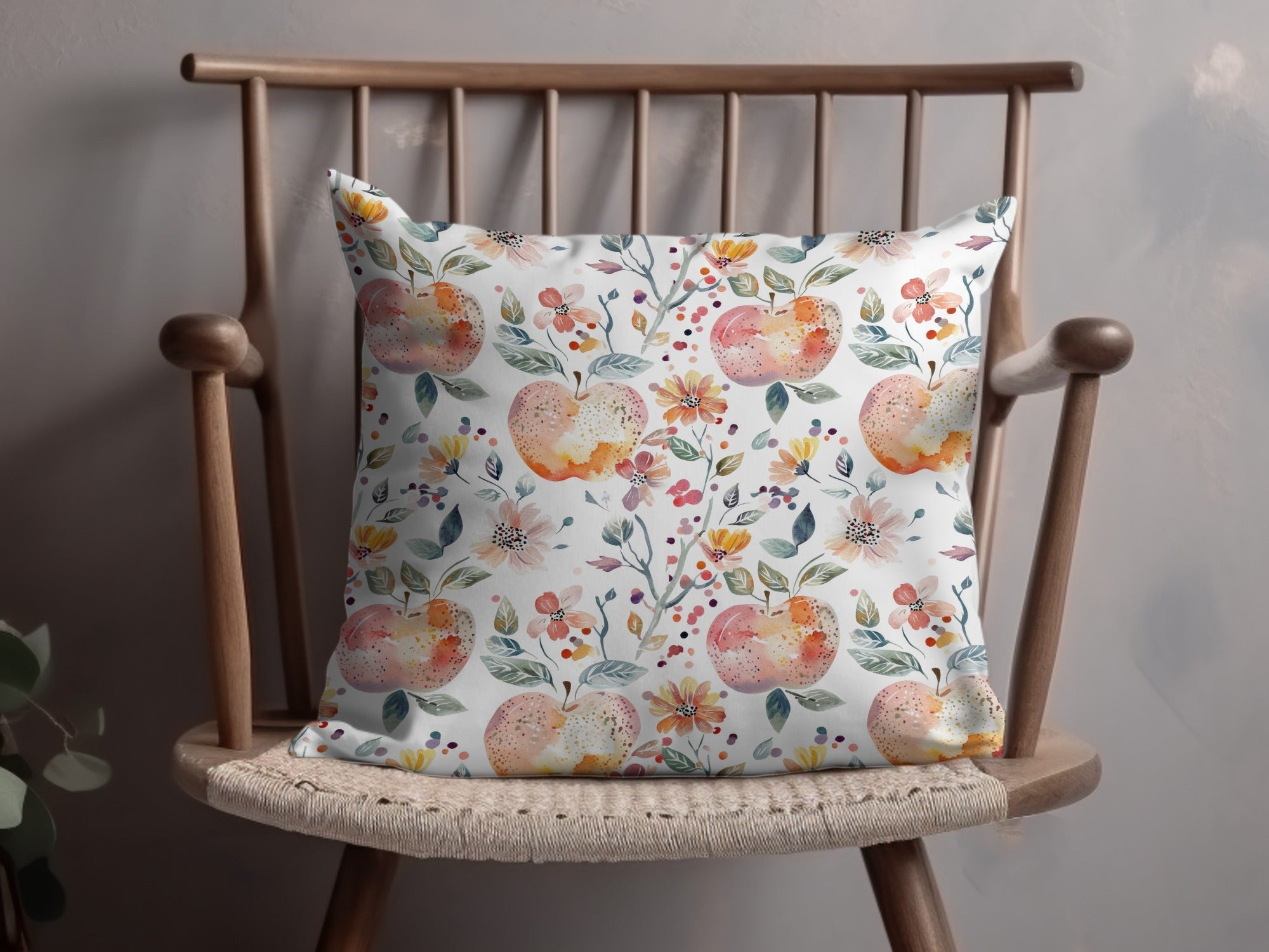 Apple Floral Digital Paper, Watercolor Seamless Pattern, Fruit Garden Print, Rustic Texture, Printable Art, Digital Download, for Fabric - Moore and Mountain