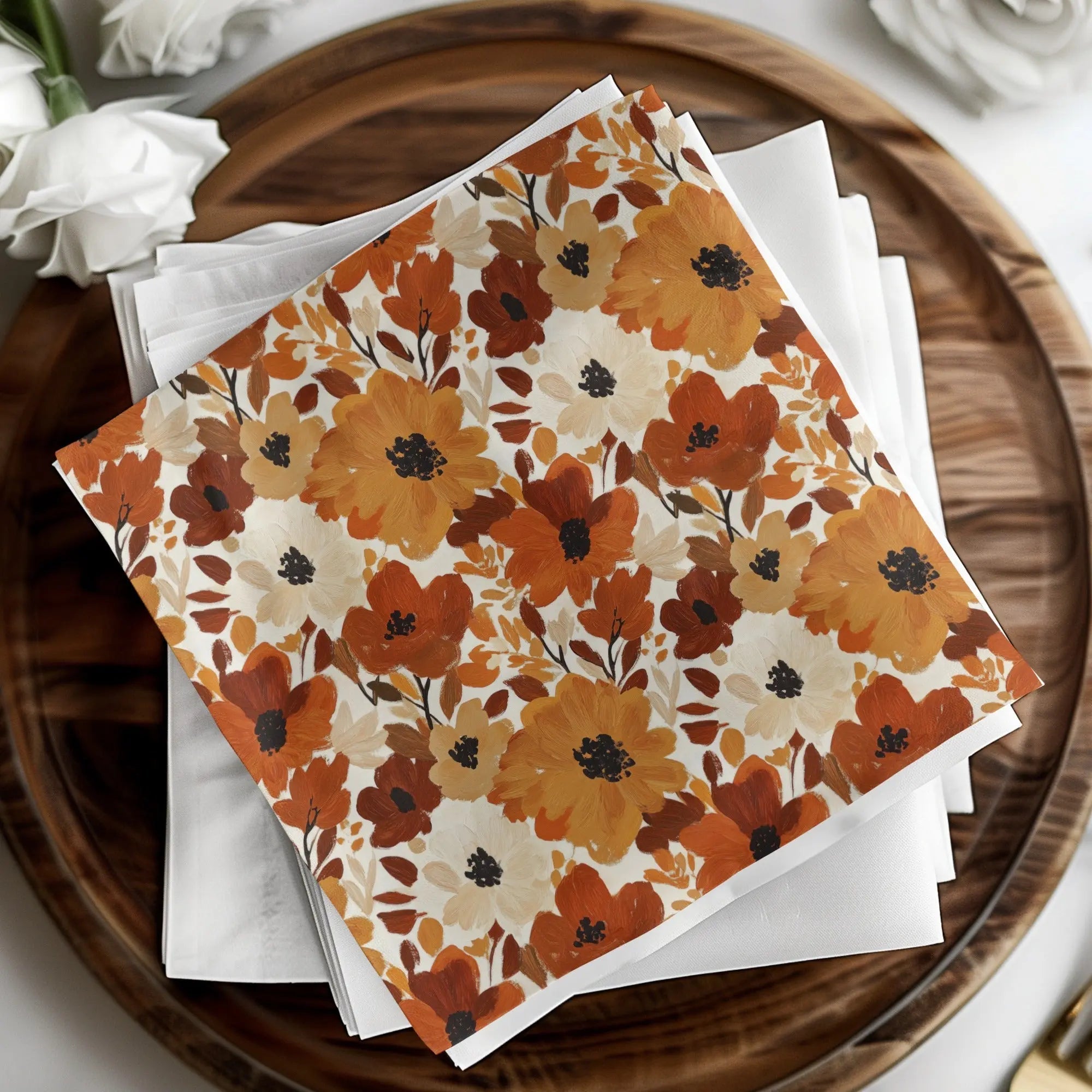 Autumn Floral Digital Seamless Pattern, Earth Tone Flowers, Fall Digital Paper for Fabric, Commercial Use, Download, Background Texture - Moore and Mountain