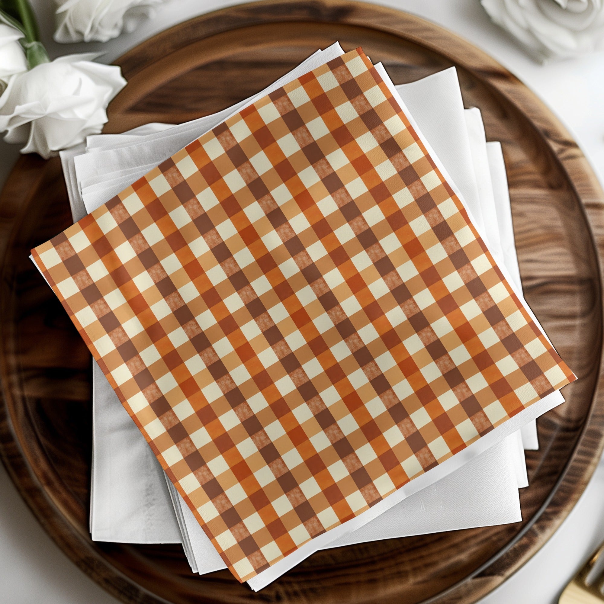 Autumn Plaid Digital Paper, Fall Seamless Pattern, Orange Brown Checkered Background, Scrapbooking Paper, Fabric Design, Digital Download - Moore and Mountain