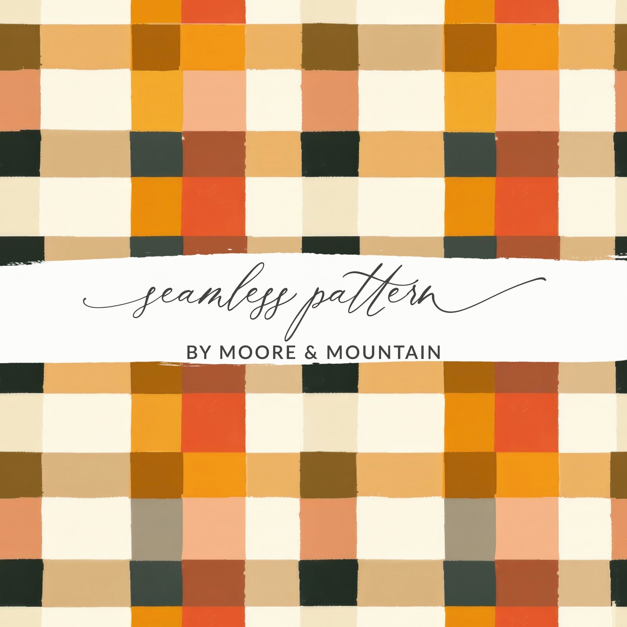 Autumn Plaid Digital Paper, Orange Brown Beige Checkered Pattern, Fall Scrapbook Paper, Neutral Buffalo Plaid Background, Digital Download - Moore and Mountain