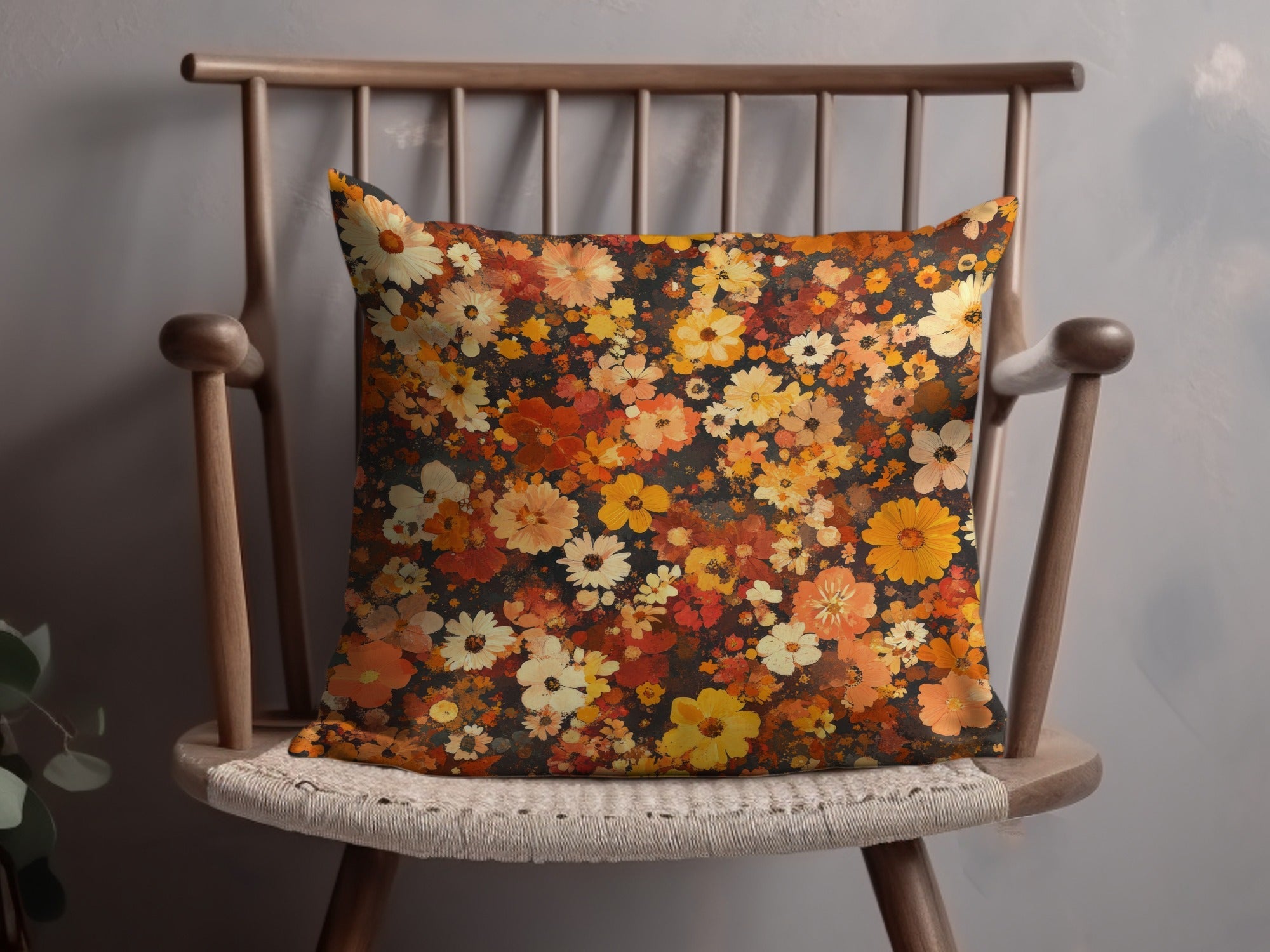 Autumnal Daisy Digital Seamless Pattern, Fall Flower Print, Warm Toned Floral Design, Harvest Colors, Digital Paper - Moore and Mountain