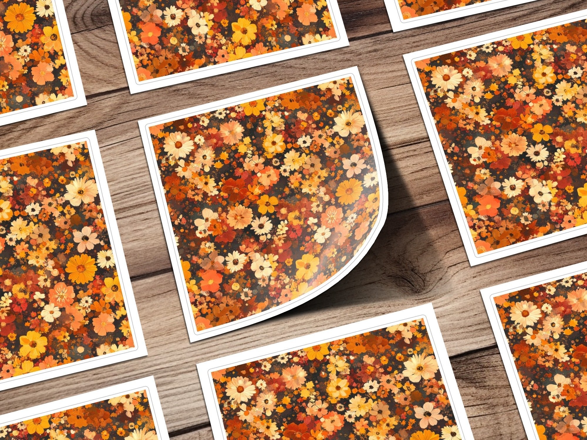 Autumnal Daisy Digital Seamless Pattern, Fall Flower Print, Warm Toned Floral Design, Harvest Colors, Digital Paper - Moore and Mountain