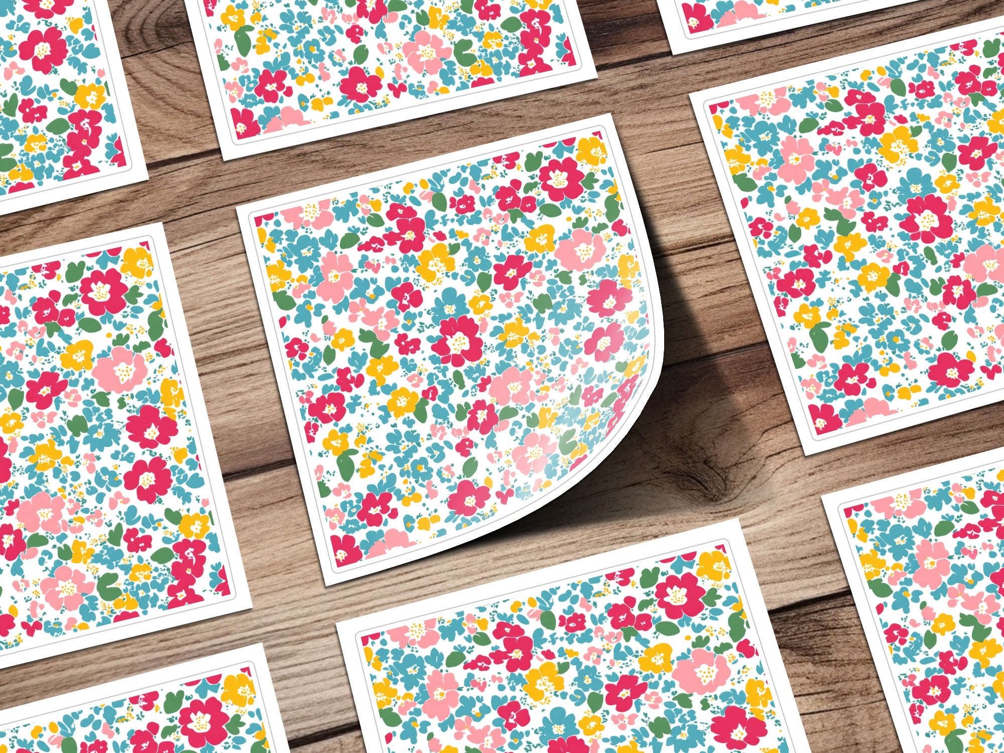Colorful Floral Pattern Design Square Sticker Sheets