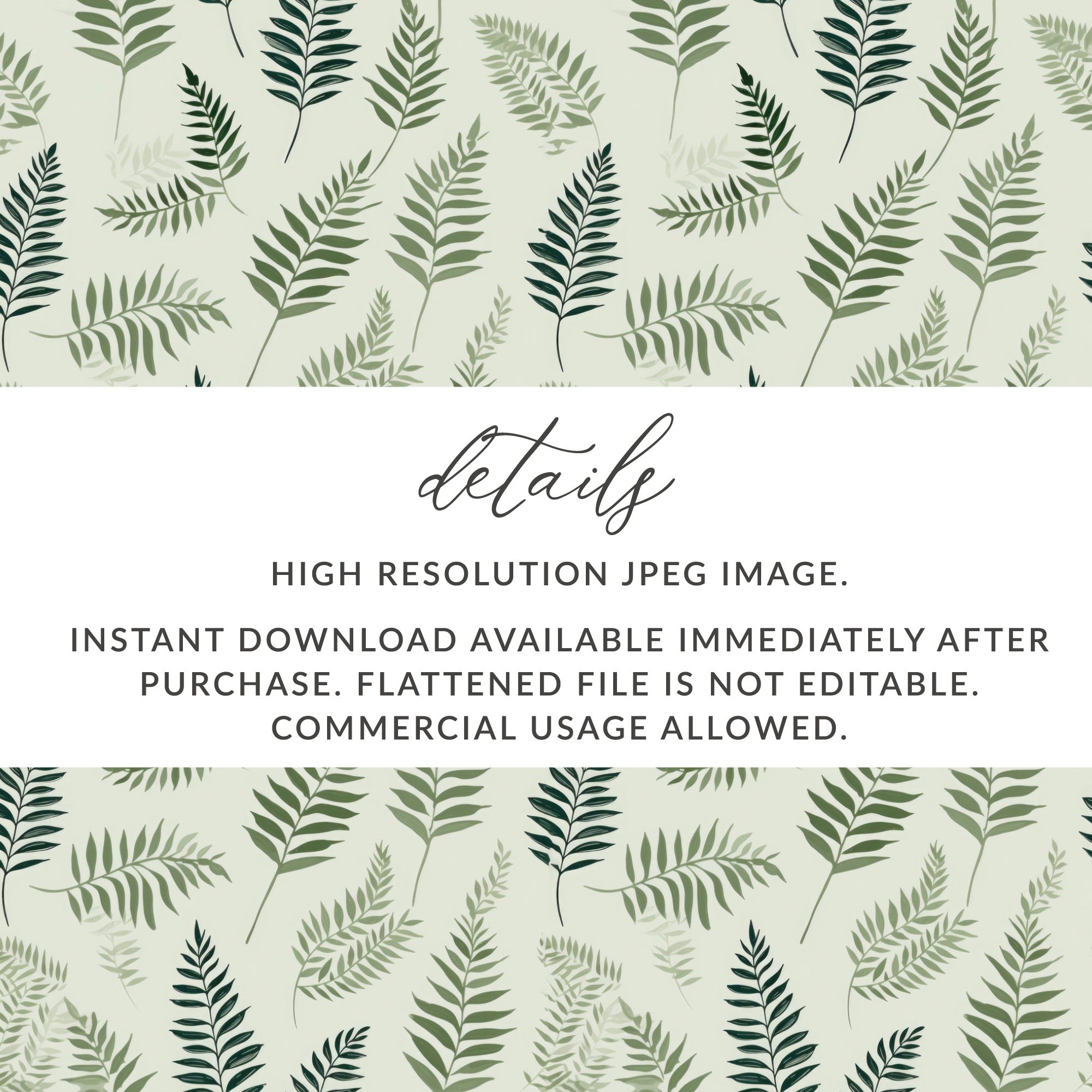 High Resolution Fern Leaf Pattern Instant Download